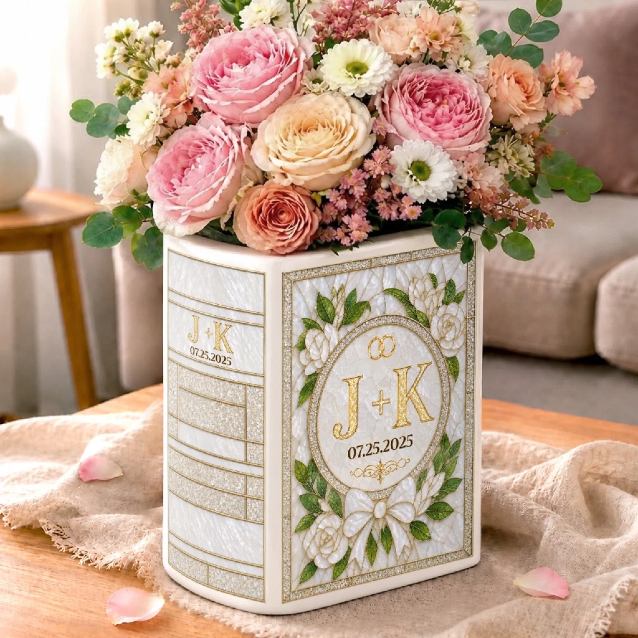 Custom Book Vase - Personalized Anniversary Wedding Gifts For Husband And Wife, Him And Her - Chapters Of Our Forever