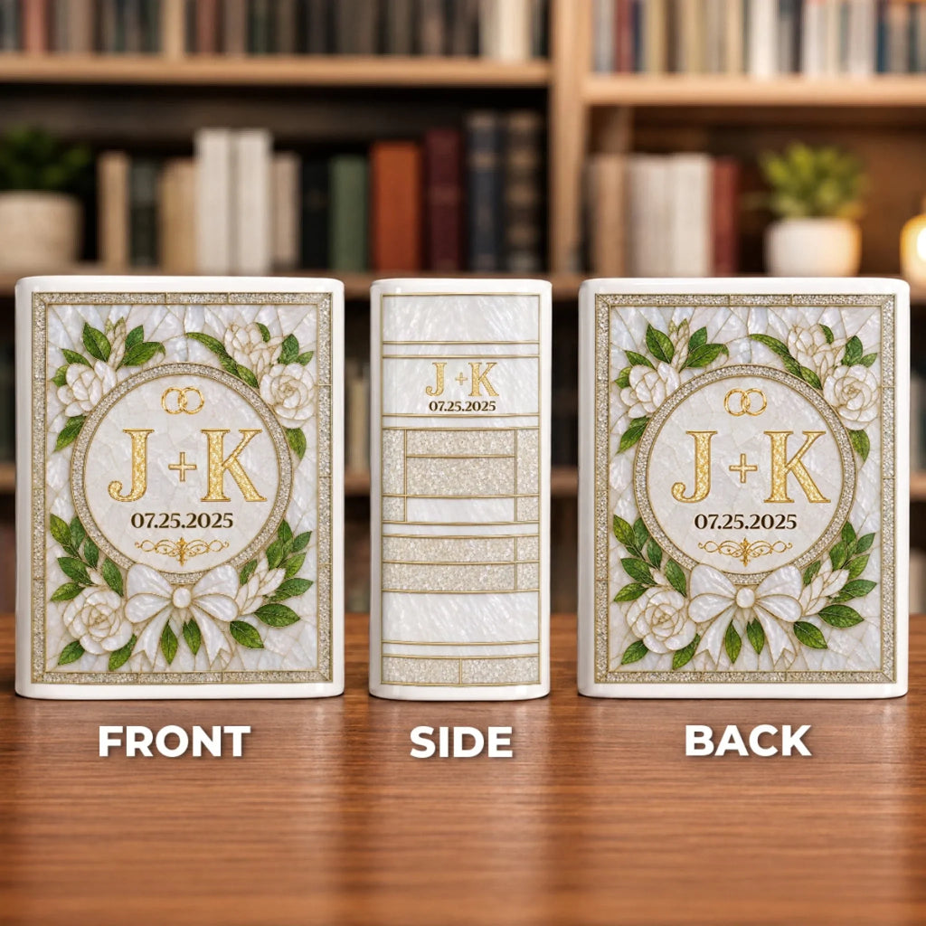 Custom Book Vase - Personalized Anniversary Wedding Gifts For Husband And Wife, Him And Her - Chapters Of Our Forever