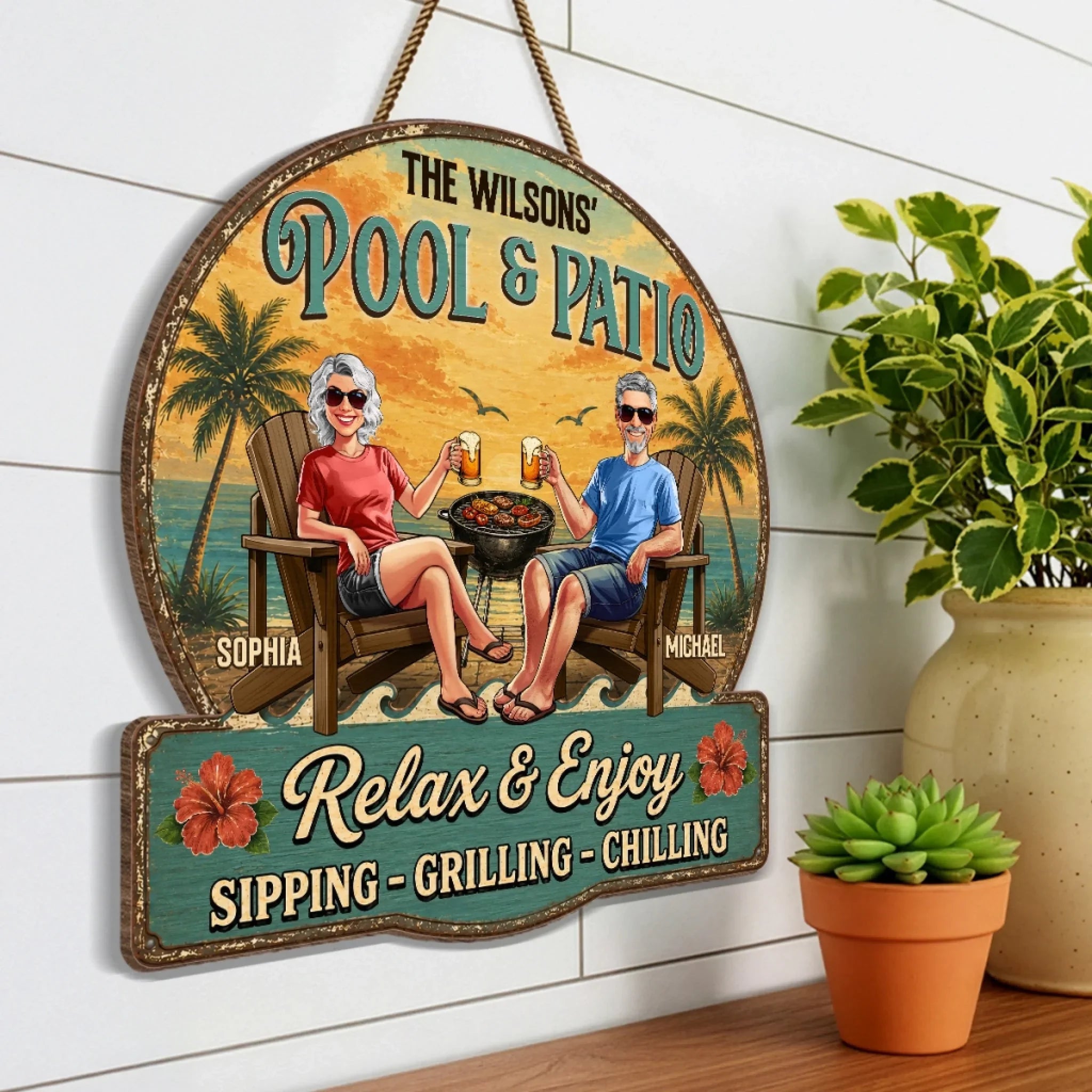 Custom Wood Sign - Personalized Summer Vacation And Travel Gifts For Husband And Wife, Him And Her - Best Travel Partner For Life