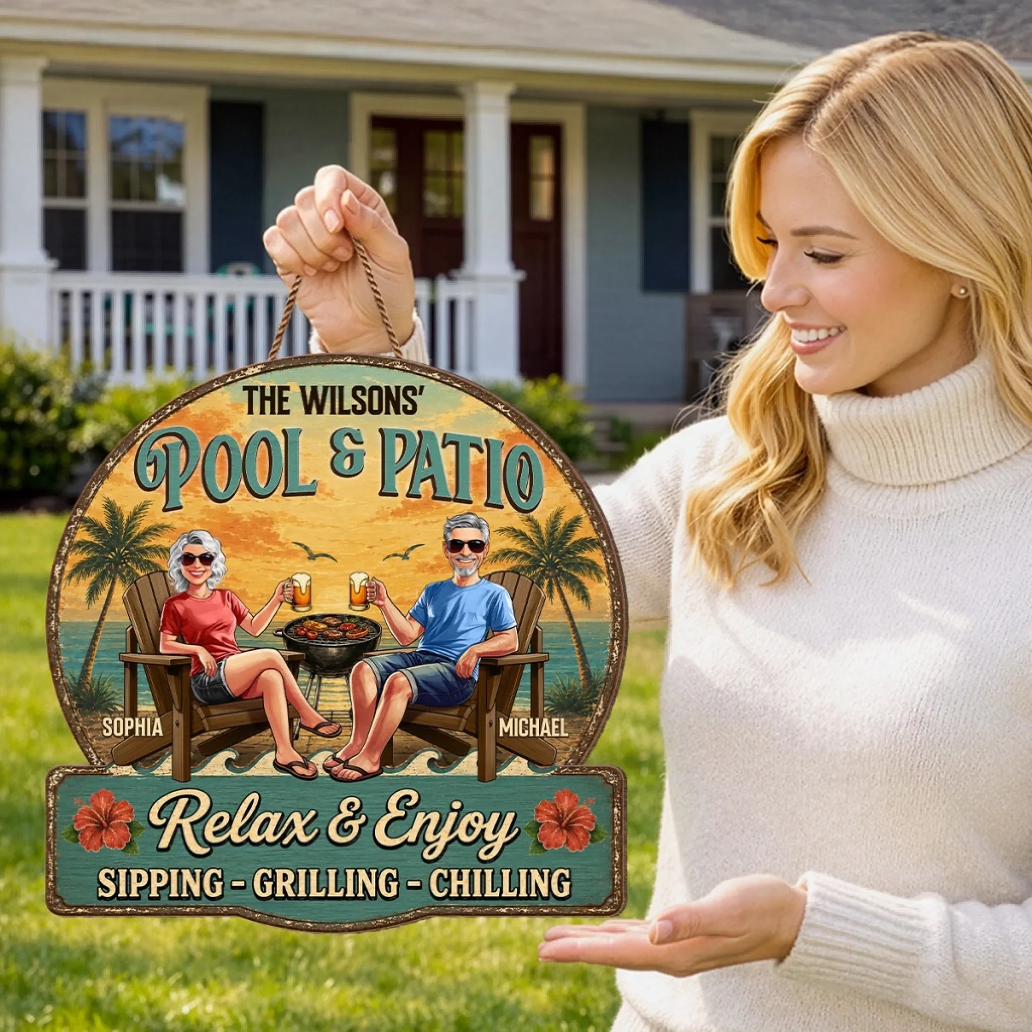 Custom Wood Sign - Personalized Summer Vacation And Travel Gifts For Husband And Wife, Him And Her - Best Travel Partner For Life