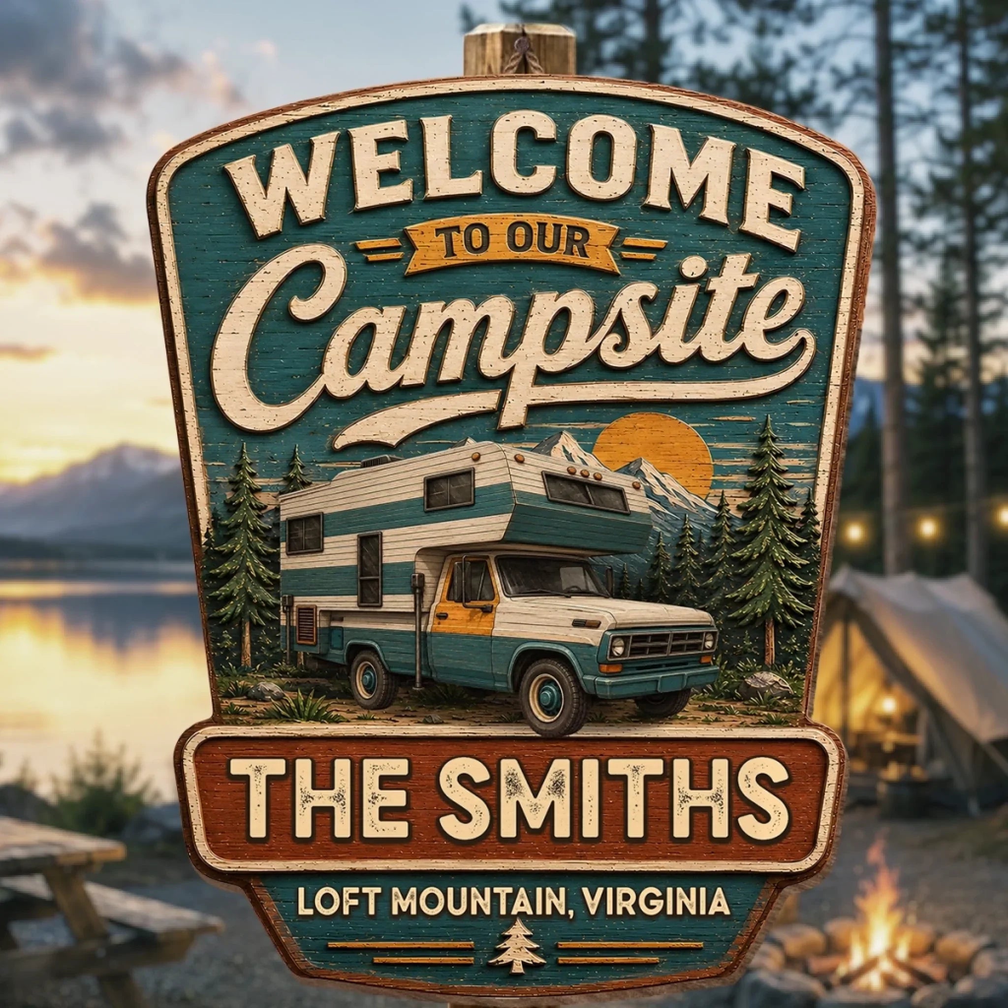 Custom Wood Sign - Personalized Birthday Camping Gifts For Campers, Mom, Dad, Brother, Sister, Kids - Our Little Outdoor Sanctuary