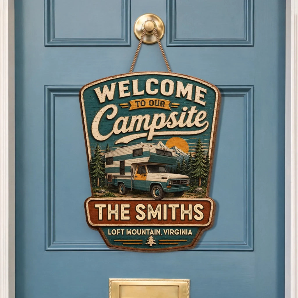 Custom Wood Sign - Personalized Birthday Camping Gifts For Campers, Mom, Dad, Brother, Sister, Kids - Our Little Outdoor Sanctuary