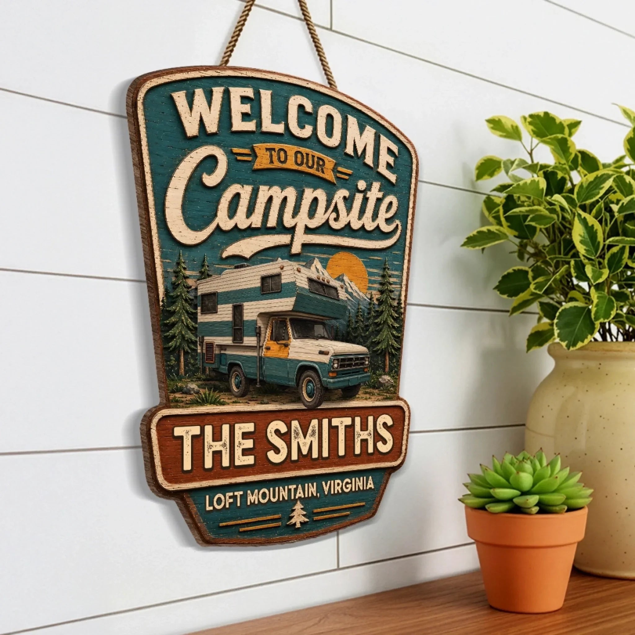 Custom Wood Sign - Personalized Birthday Camping Gifts For Campers, Mom, Dad, Brother, Sister, Kids - Our Little Outdoor Sanctuary