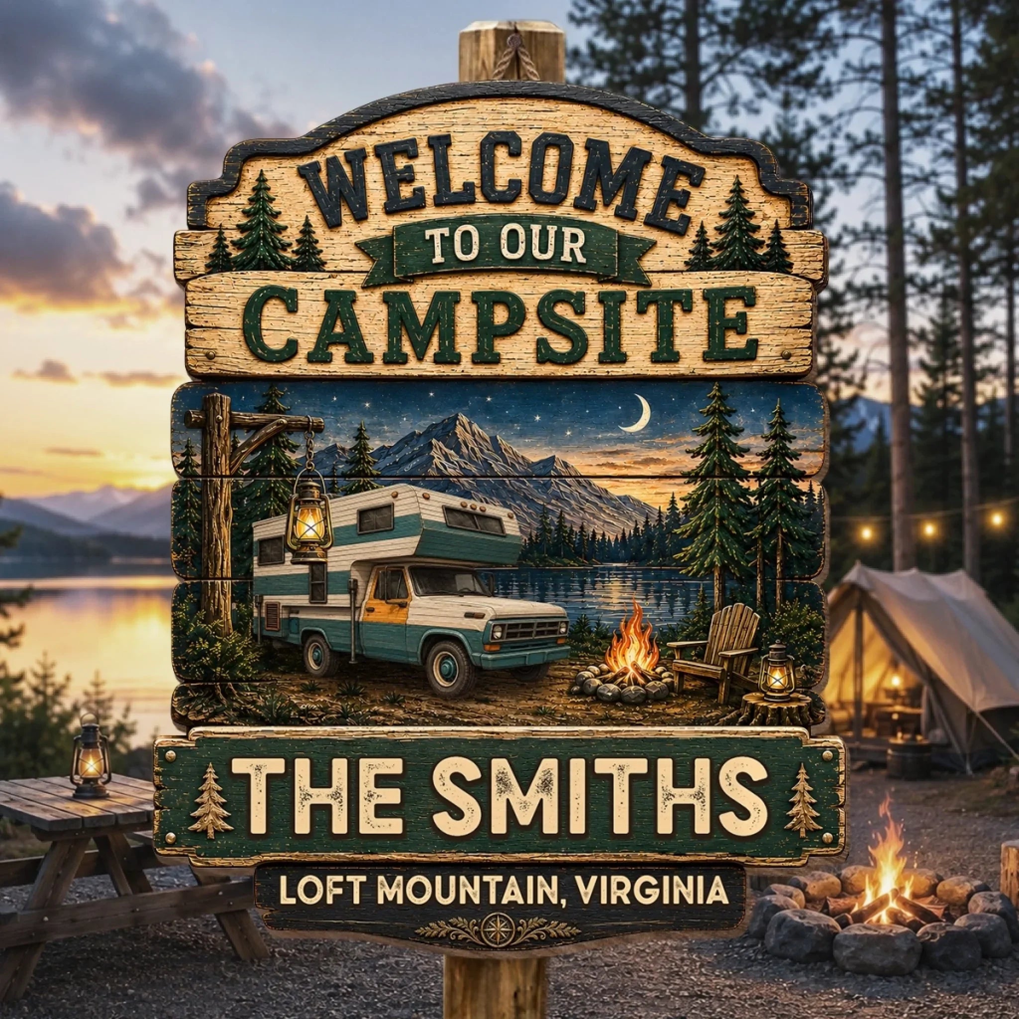 Custom Wood Sign - Personalized Birthday Camping Gifts For Campers, Mom, Dad, Brother, Sister, Kids - Rustic Charm, Endless Memories