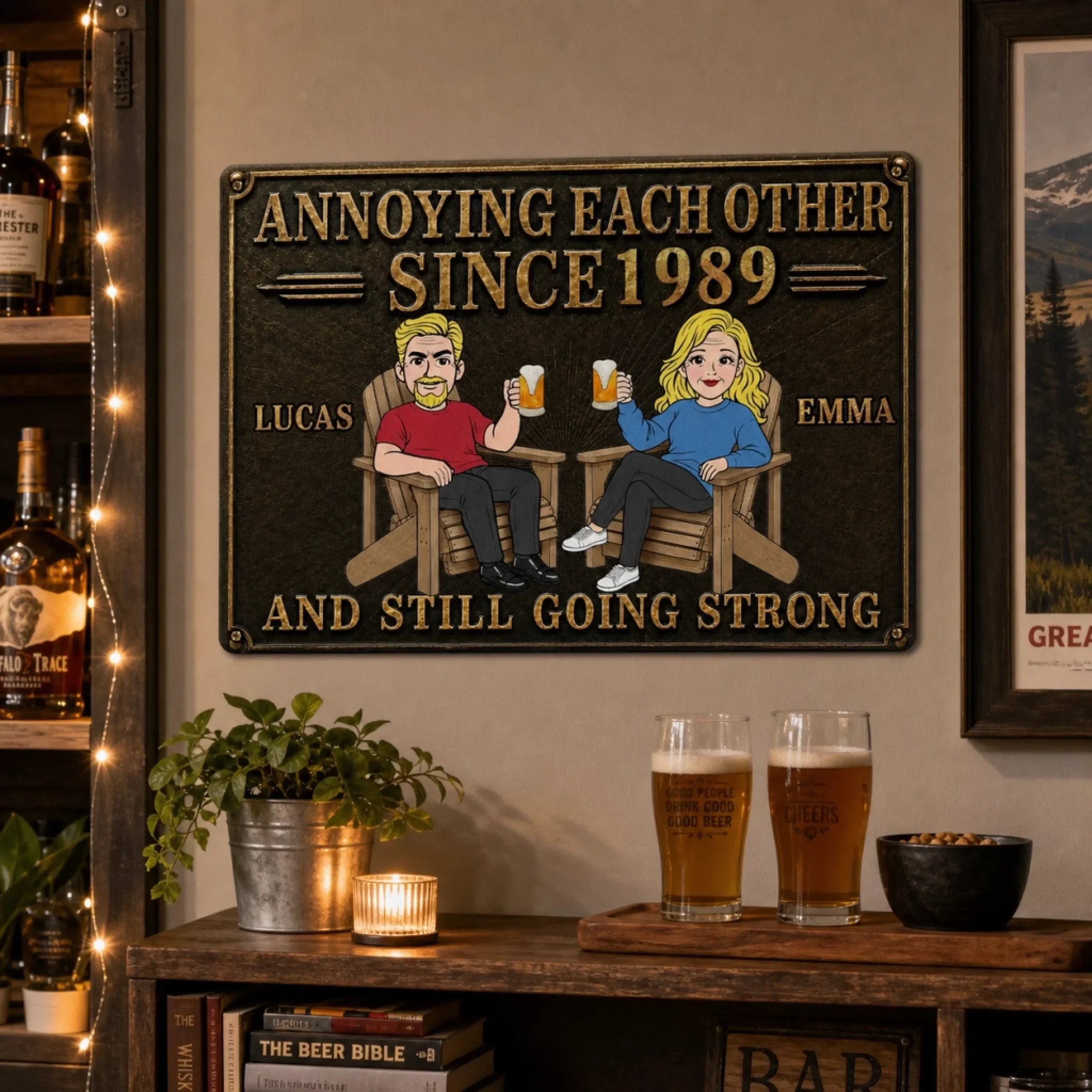 Custom Home Decor Metal Sign - Personalized  Anniversary Wedding Gifts For Husband And Wife, Him And Her - The Blueprint Of Chaotic Couples