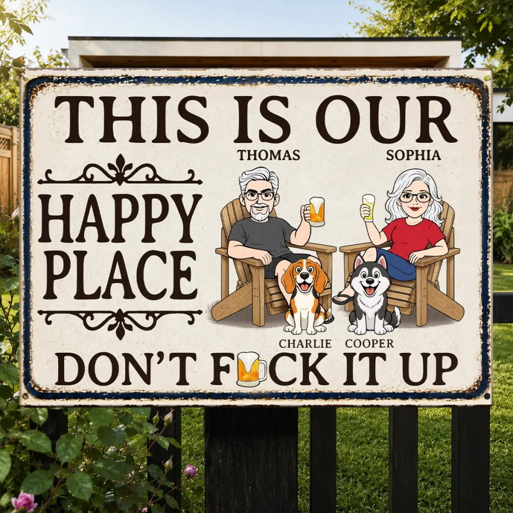 Custom Home Decor Metal Sign - Personalized Summer Vacation And Travel Gifts For Husband And Wife, Him And Her, Dog Cat Lovers, Dog Dad And Mom - Together We Belong