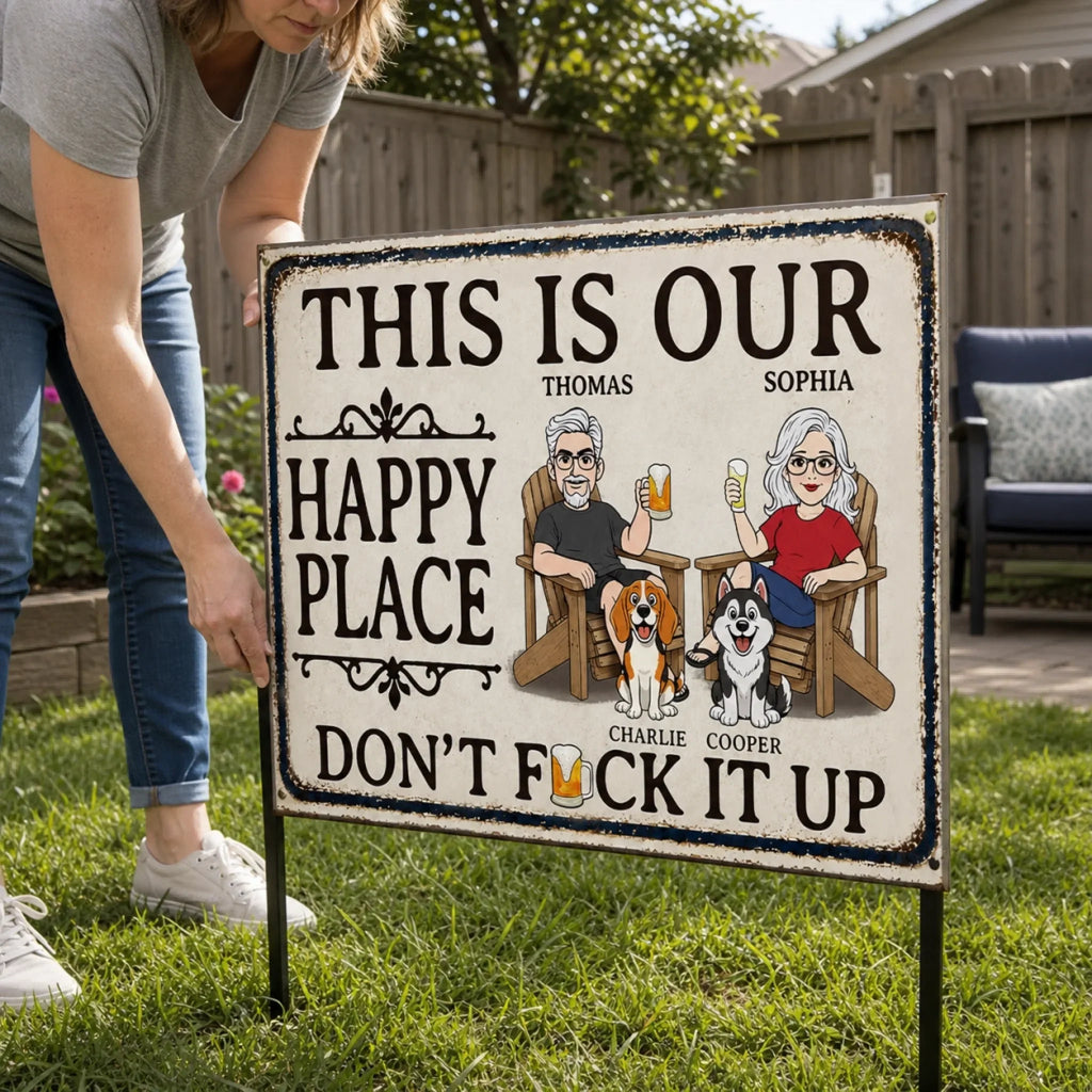Custom Home Decor Metal Sign - Personalized Summer Vacation And Travel Gifts For Husband And Wife, Him And Her, Dog Cat Lovers, Dog Dad And Mom - Together We Belong