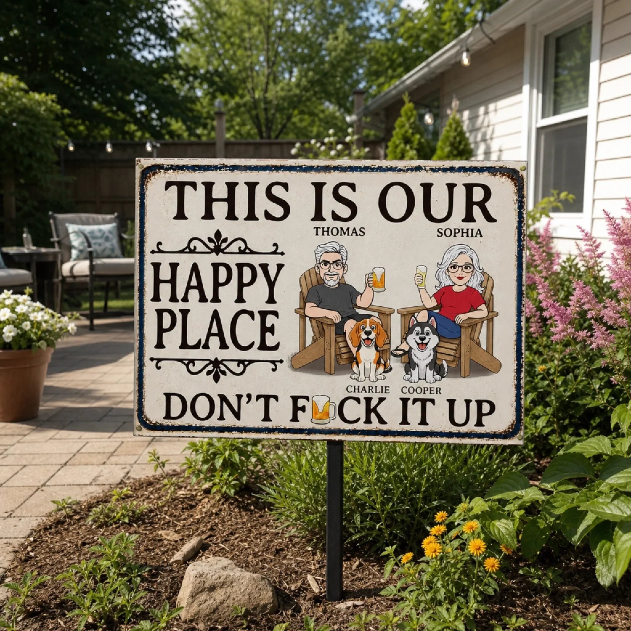 Custom Home Decor Metal Sign - Personalized Summer Vacation And Travel Gifts For Husband And Wife, Him And Her, Dog Cat Lovers, Dog Dad And Mom - Together We Belong