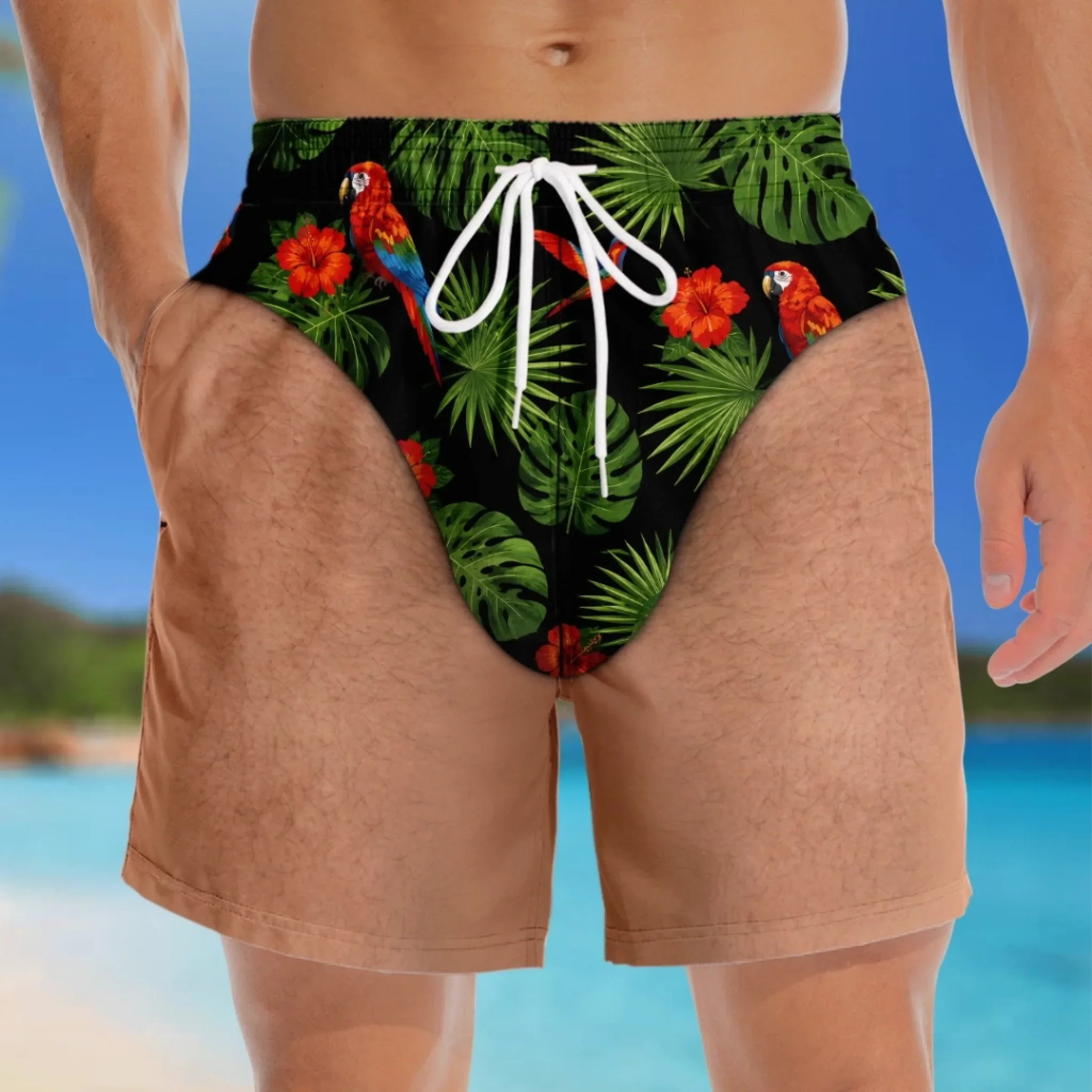 Custom Funny Men Swim Trunks - Personalized Summer Vacation And Travel Gifts For Men - Looking Good Naturally