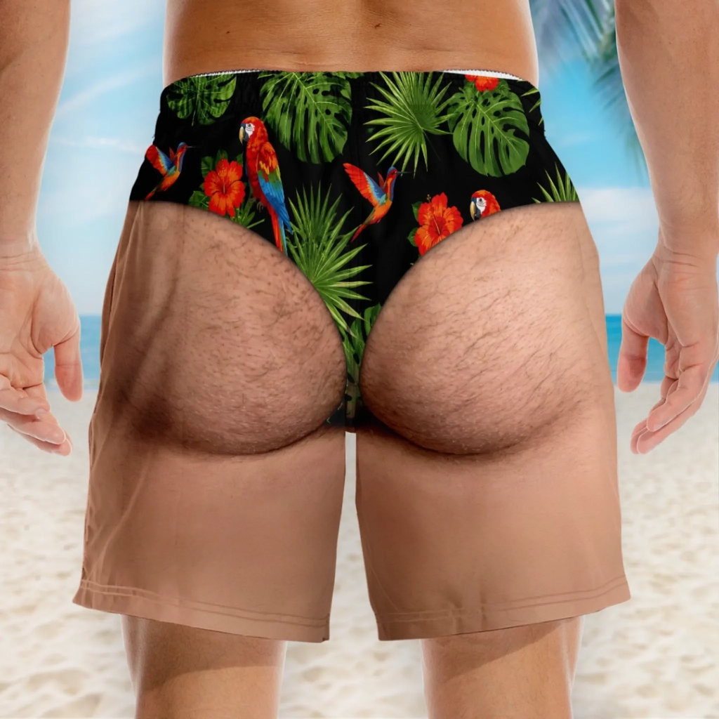Custom Funny Men Swim Trunks - Personalized Summer Vacation And Travel Gifts For Men - Looking Good Naturally