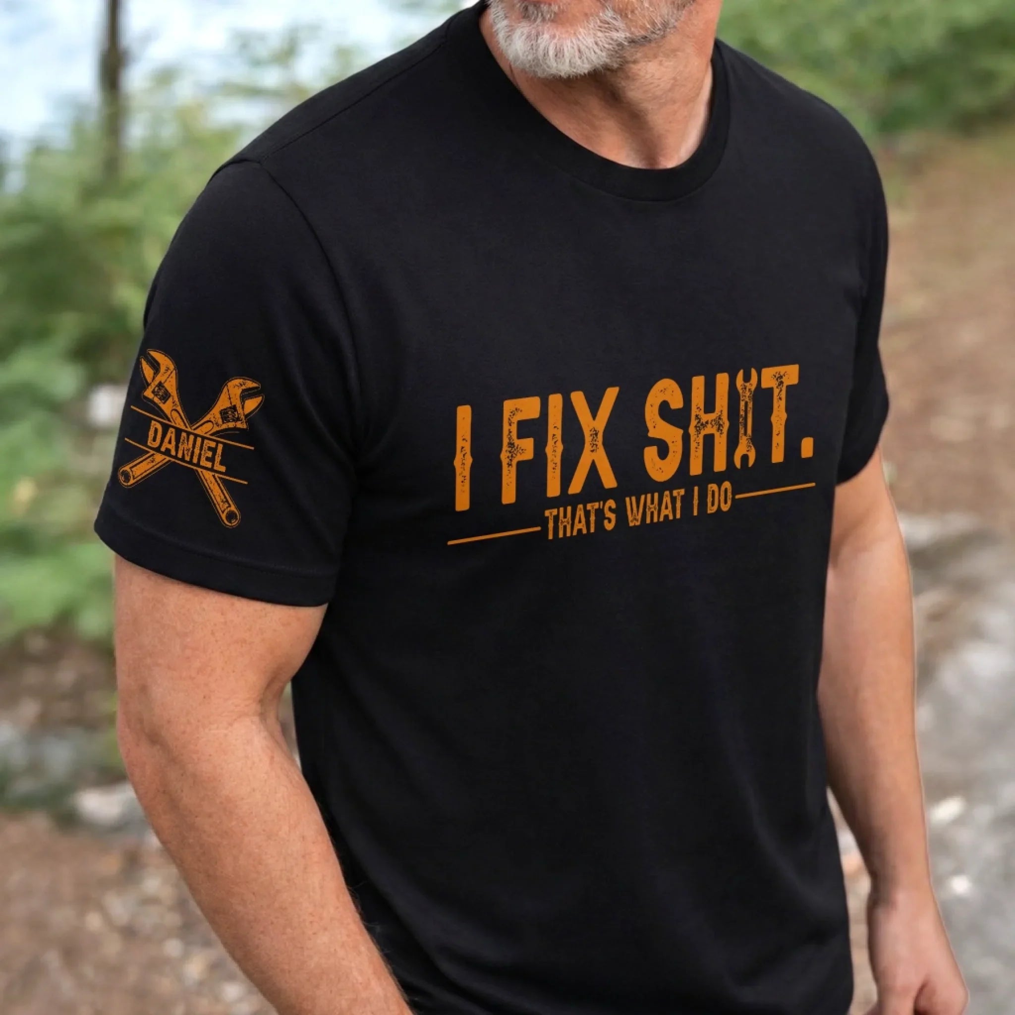 Custom Mechanic T-Shirt - Personalized Birthday Gifts For Men, Dad, Grandpa, Husband - Built To Fix