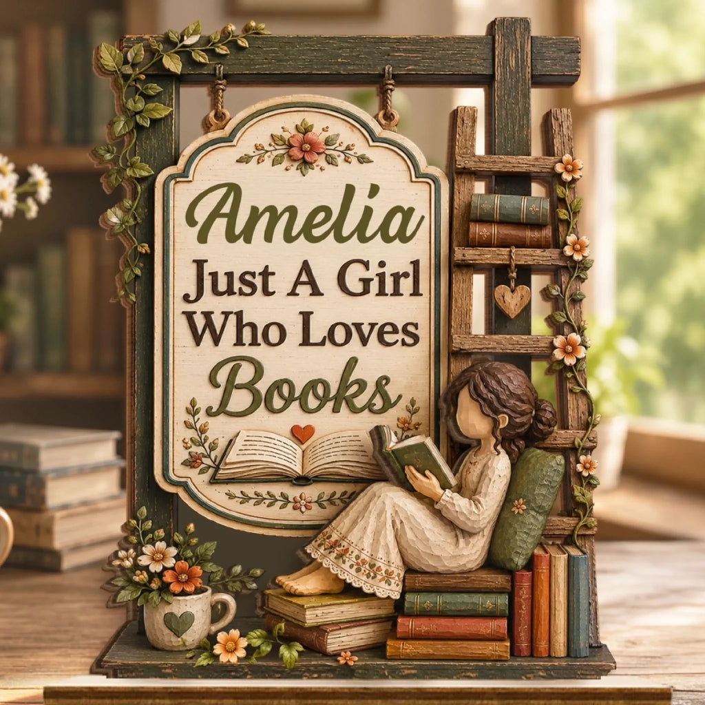 Custom 2-Layered Wooden Plaque - Personalized Bookish Gifts For Book Lovers, Bookworms, Readers - Books Bring Joy