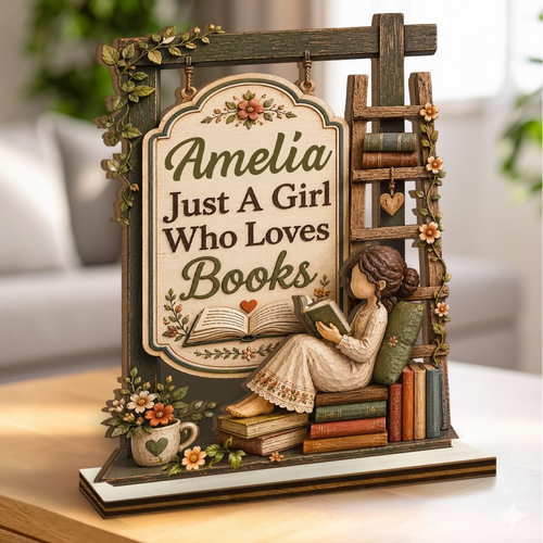 Custom 2-Layered Wooden Plaque - Personalized Bookish Gifts For Book Lovers, Bookworms, Readers - Books Bring Joy