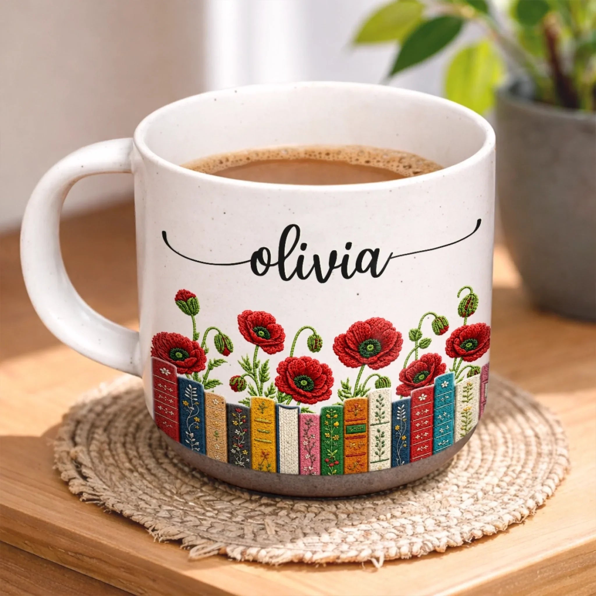 Custom Pottery Mug - Personalized Bookish Gifts For Book Lovers, Bookworms, Readers - Books Bloom The Soul