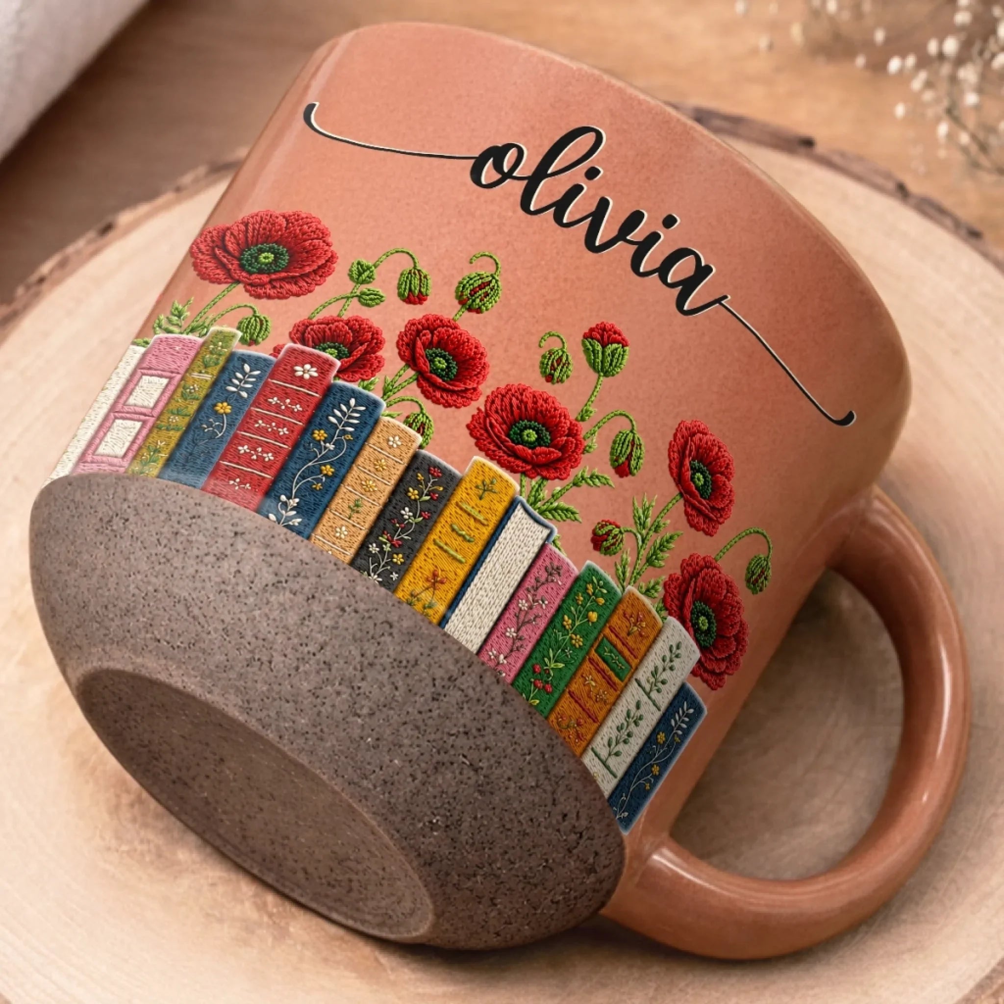Custom Pottery Mug - Personalized Bookish Gifts For Book Lovers, Bookworms, Readers - Books Bloom The Soul