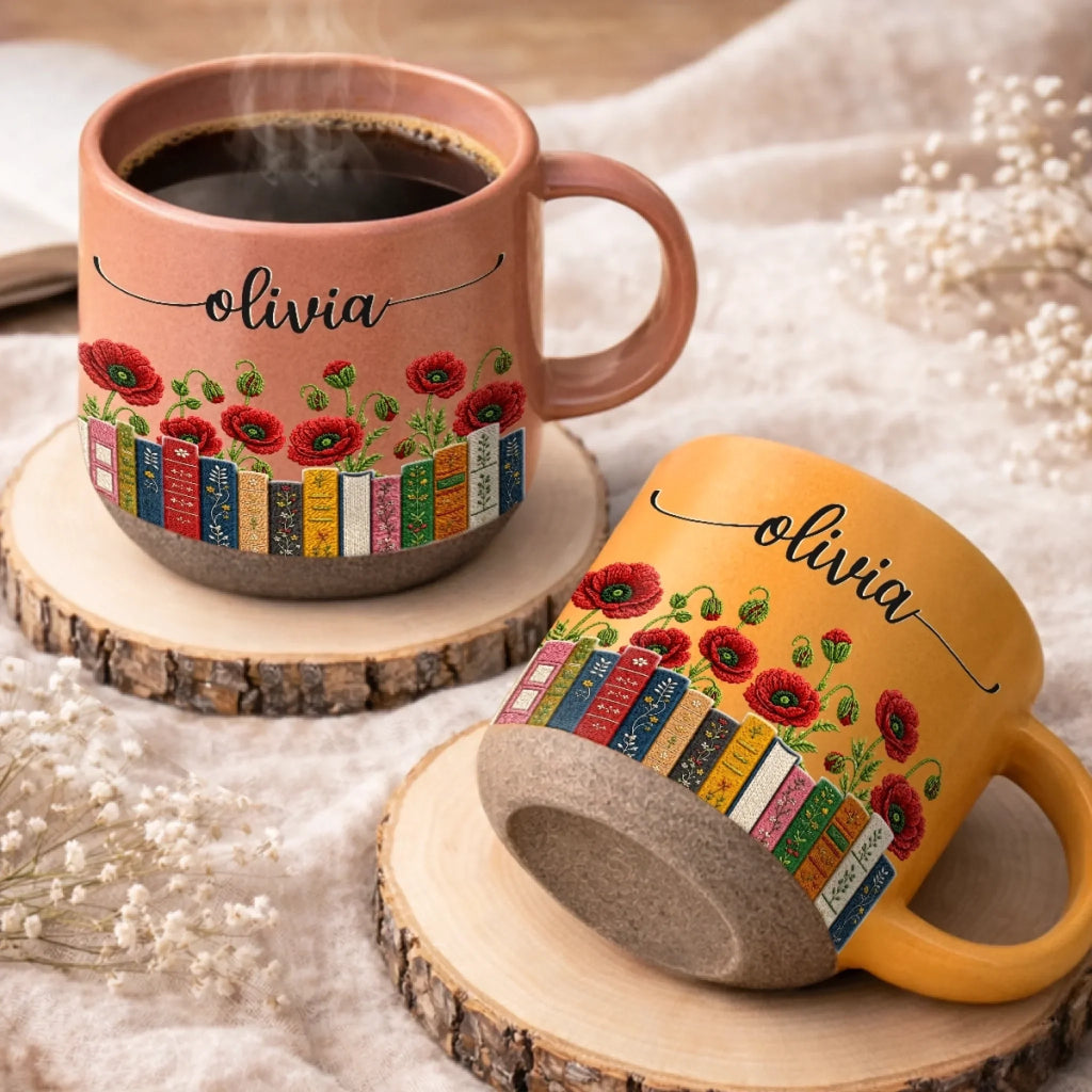 Custom Pottery Mug - Personalized Bookish Gifts For Book Lovers, Bookworms, Readers - Books Bloom The Soul