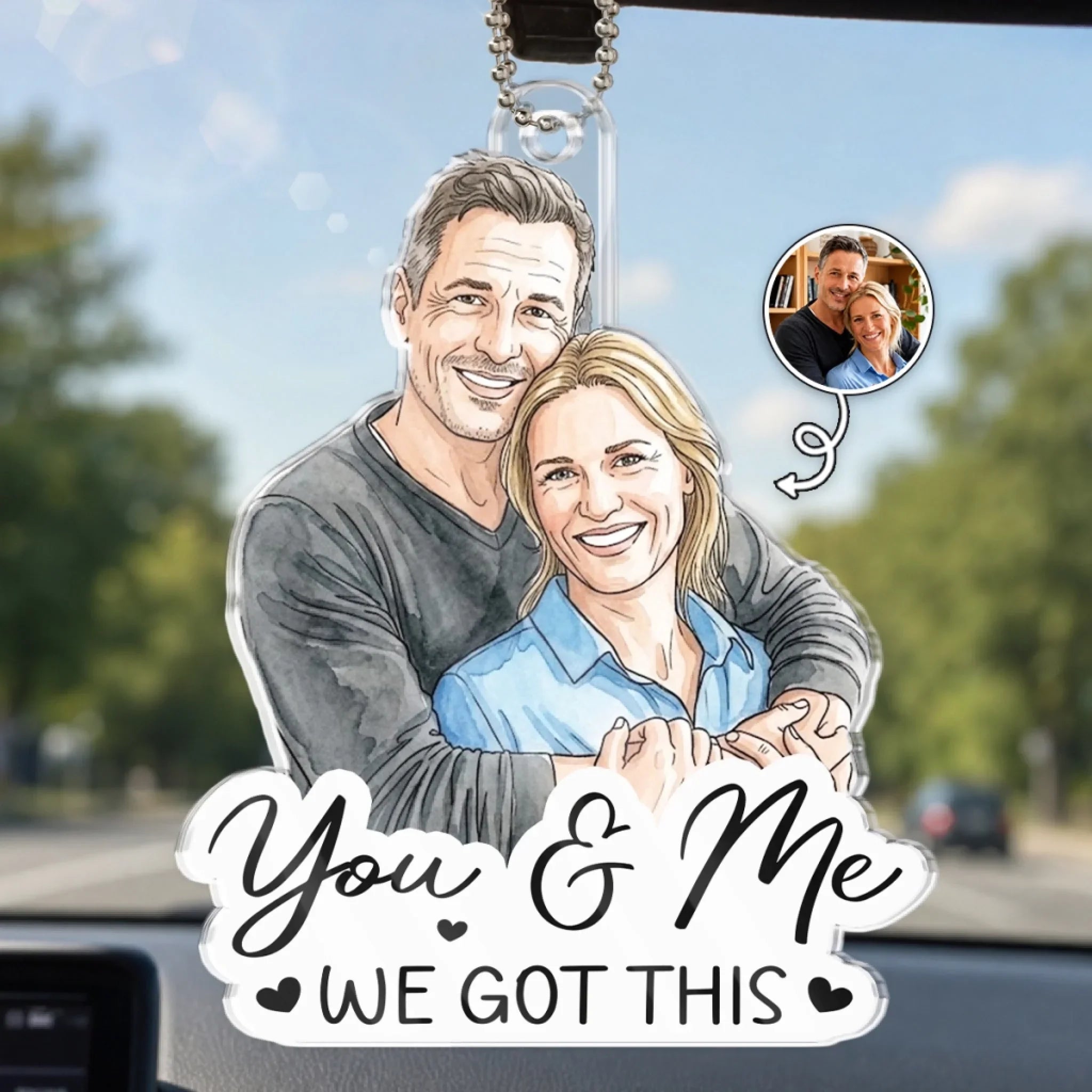 Custom Photo Acrylic Car Ornament - Personalized Anniversary Wedding Gifts For Husband And Wife, Him And Her - Drive Safe My Love
