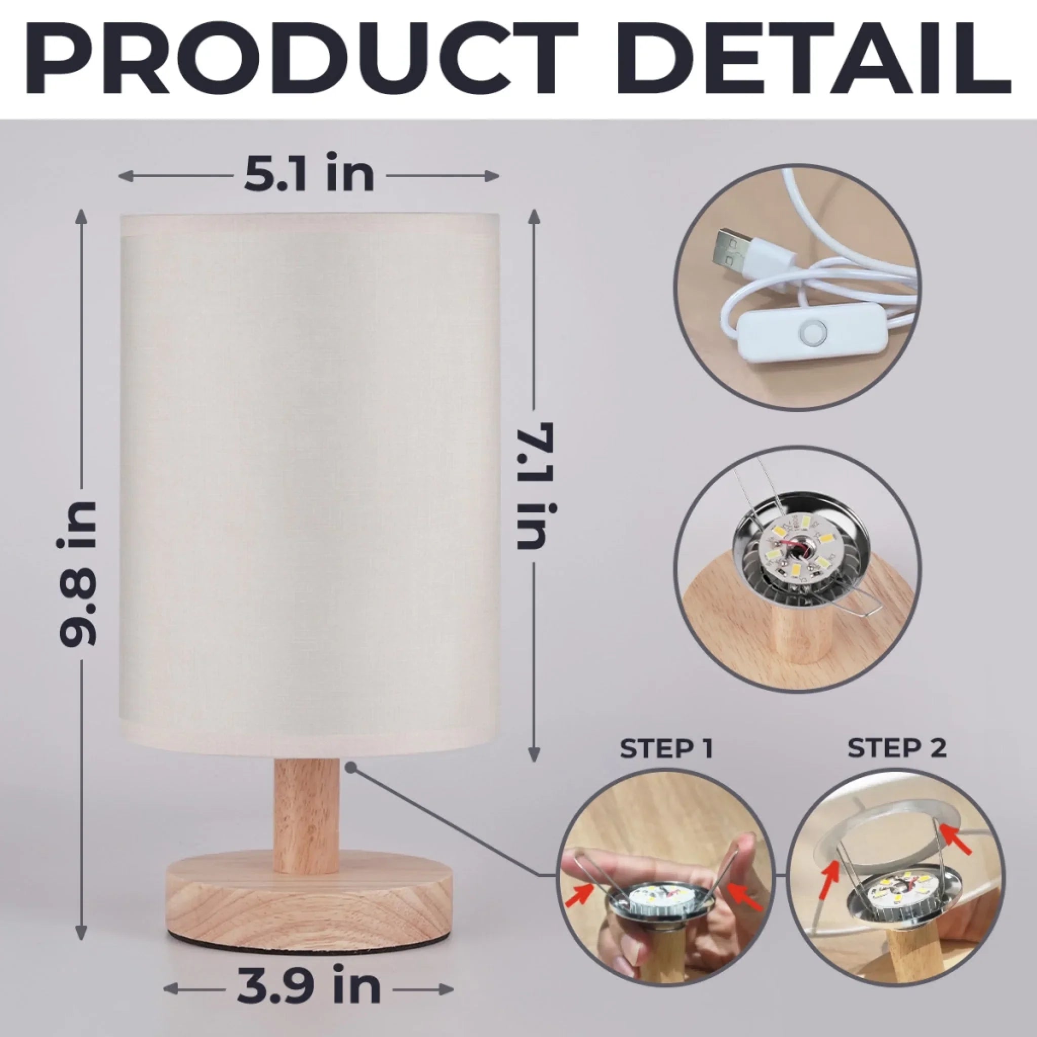 Custom Photo Linen Bedside Table Lamp - Personalized Memorial Sympathy Gifts For Loss Of Mom, Dad - Your Light Lives On