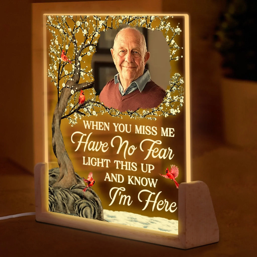 Custom Photo Shaped 3D LED Walnut Night Light - Personalized Memorial Sympathy Gifts For Loss Of Mom, Dad - Heaven's Light