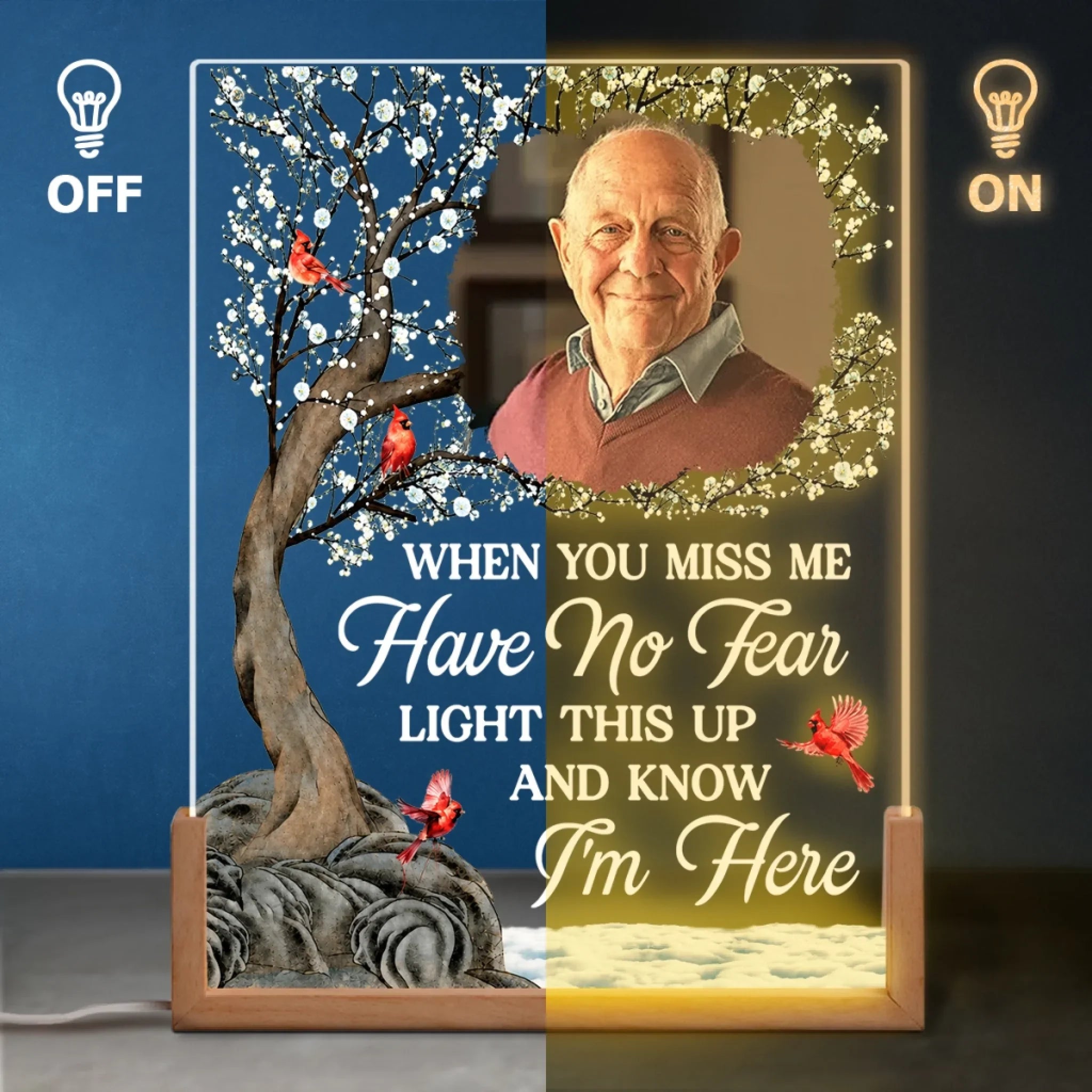 Custom Photo Shaped 3D LED Walnut Night Light - Personalized Memorial Sympathy Gifts For Loss Of Mom, Dad - Heaven's Light
