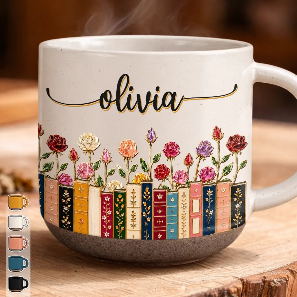 Custom Pottery Mug - Personalized Bookish Gifts For Book Lovers, Bookworms, Readers - Where Stories Bloom