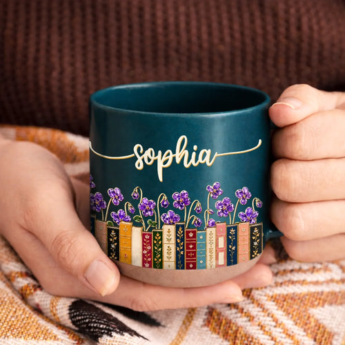 Custom Pottery Mug - Personalized Bookish Gifts For Book Lovers, Bookworms, Readers - Where Stories Bloom