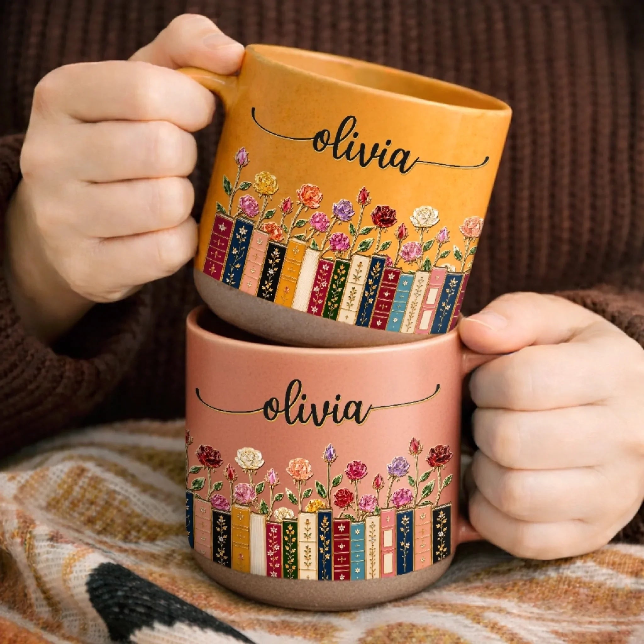 Custom Pottery Mug - Personalized Bookish Gifts For Book Lovers, Bookworms, Readers - Where Stories Bloom