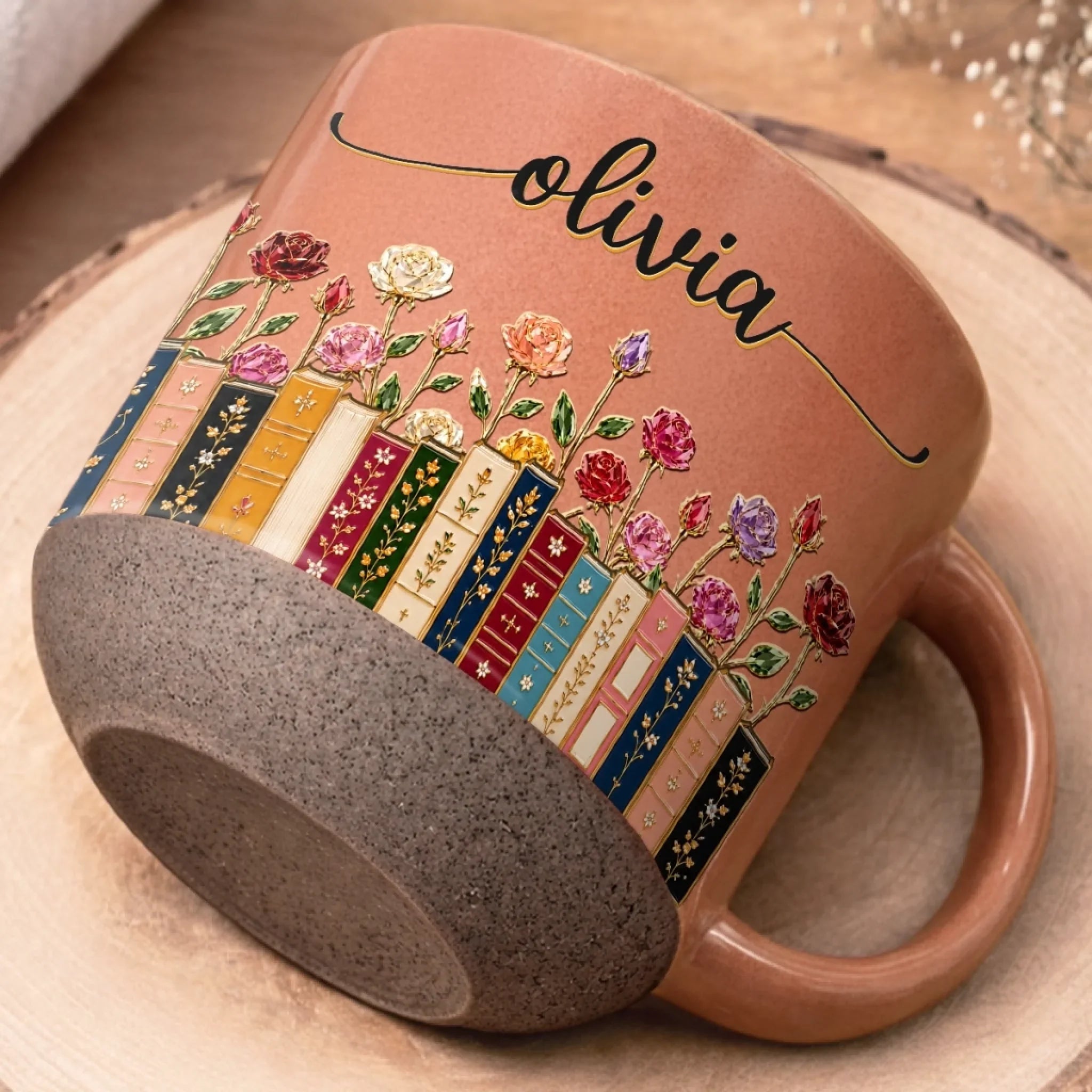 Custom Pottery Mug - Personalized Bookish Gifts For Book Lovers, Bookworms, Readers - Where Stories Bloom