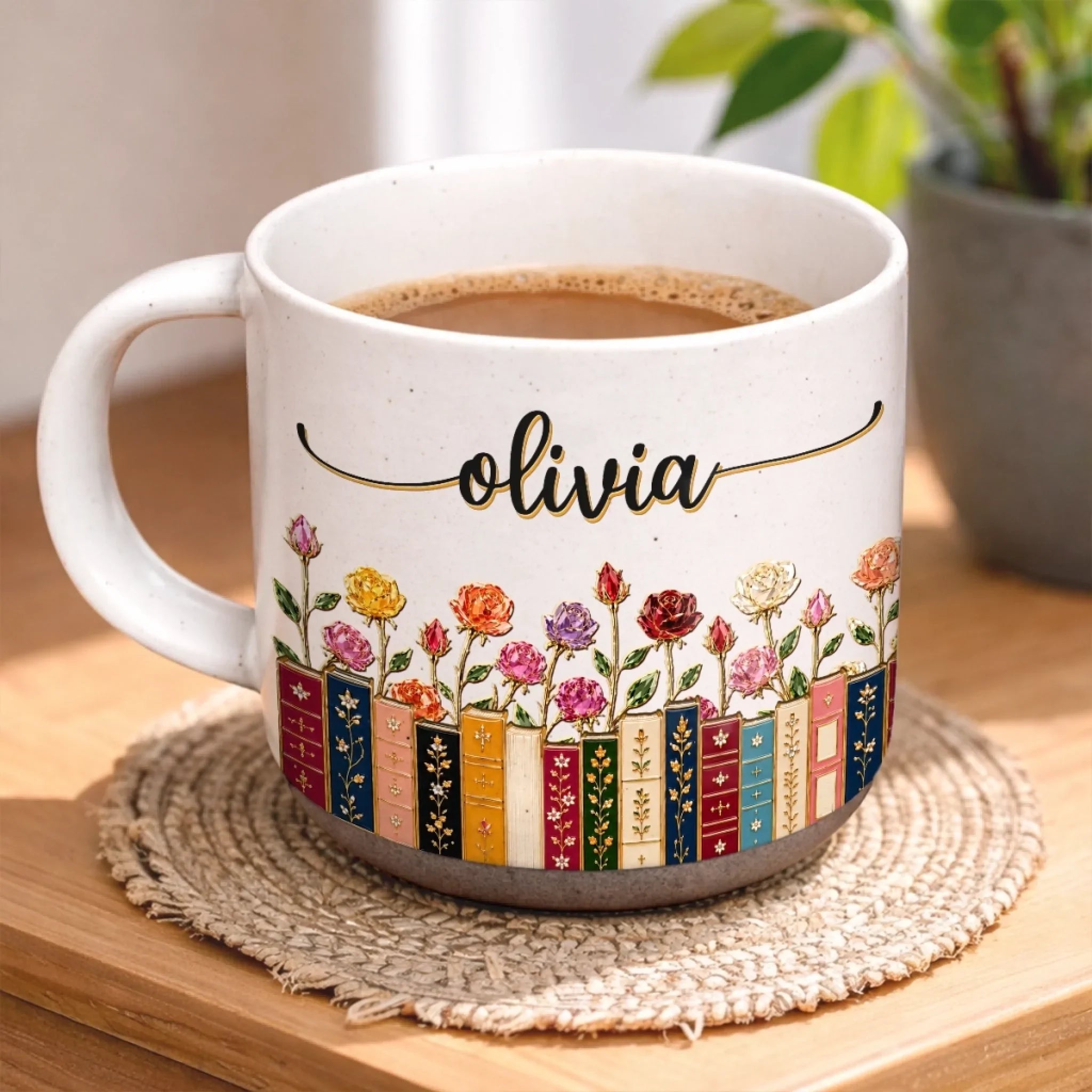 Custom Pottery Mug - Personalized Bookish Gifts For Book Lovers, Bookworms, Readers - Where Stories Bloom