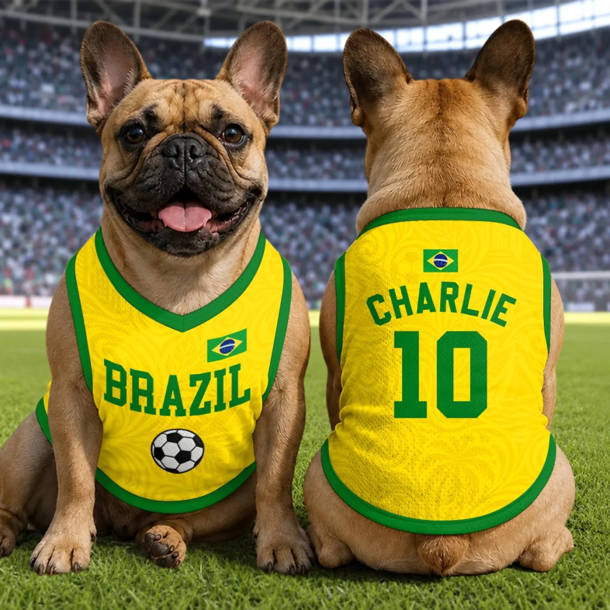 Custom Brazil World Football Pet Jersey - Personalized Birthday Gifts For Football Dog Cat Lovers, Dog Dad And Mom, Cat Owners - Cutest Playmaker On The Pitch