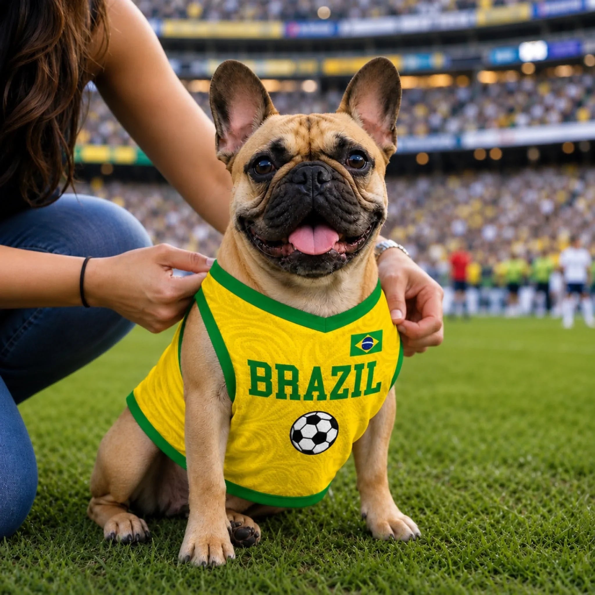 Custom Brazil World Football Pet Jersey - Personalized Birthday Gifts For Football Dog Cat Lovers, Dog Dad And Mom, Cat Owners - Cutest Playmaker On The Pitch