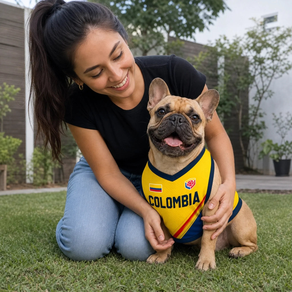 Custom Colombia World Football Pet Jersey - Personalized Birthday Gifts For Football Dog Cat Lovers, Dog Dad And Mom, Cat Owners - Viva Colombia, Furry Edition