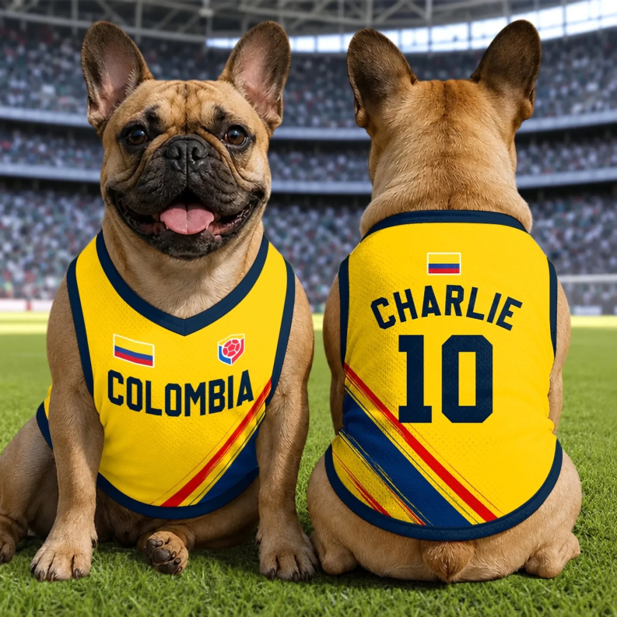 Custom Colombia World Football Pet Jersey - Personalized Birthday Gifts For Football Dog Cat Lovers, Dog Dad And Mom, Cat Owners - Viva Colombia, Furry Edition