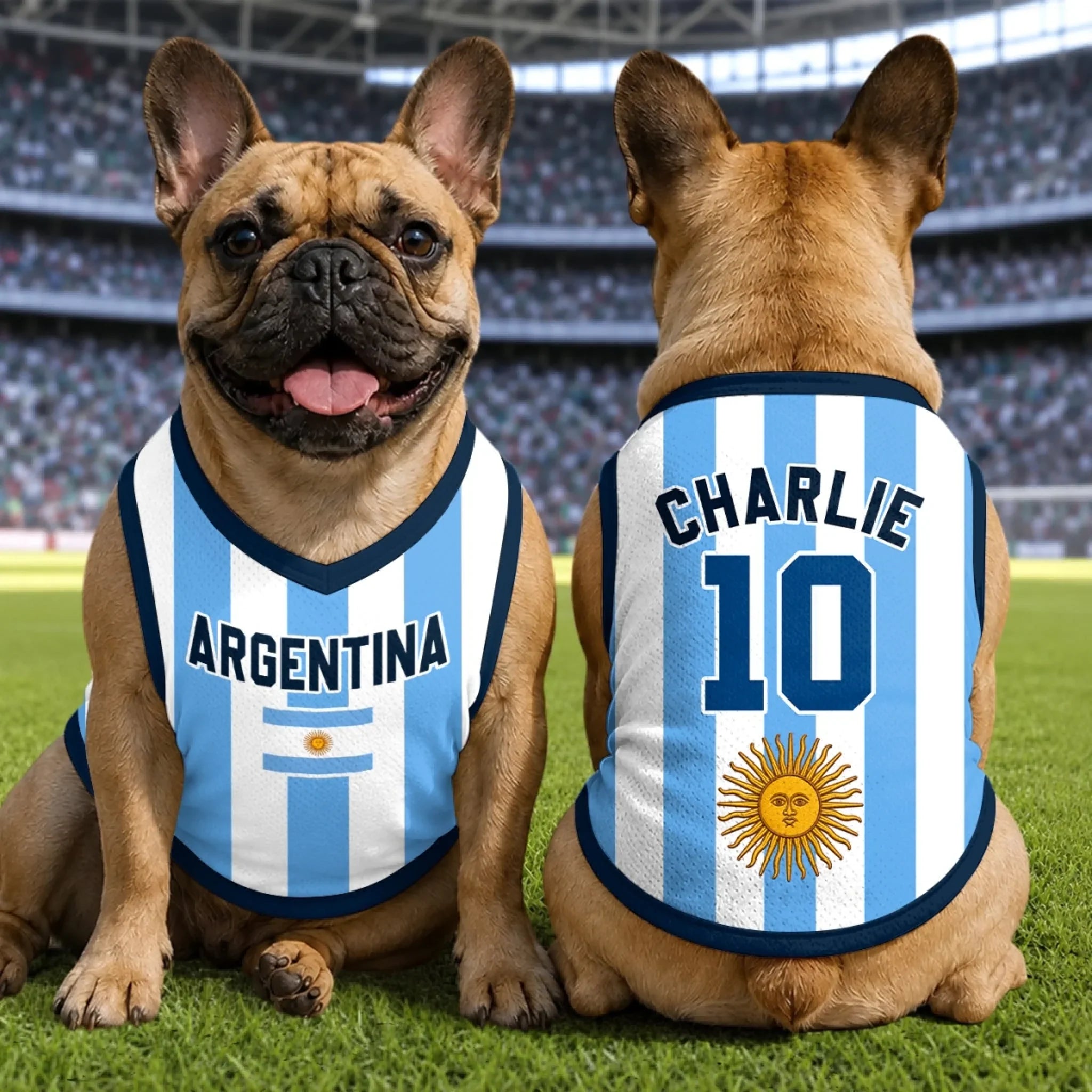 Custom Argentina World Football Pet Jersey - Personalized Birthday Gifts For Football Dog Cat Lovers, Dog Dad And Mom, Cat Owners - Dog Dad's Favorite Champion