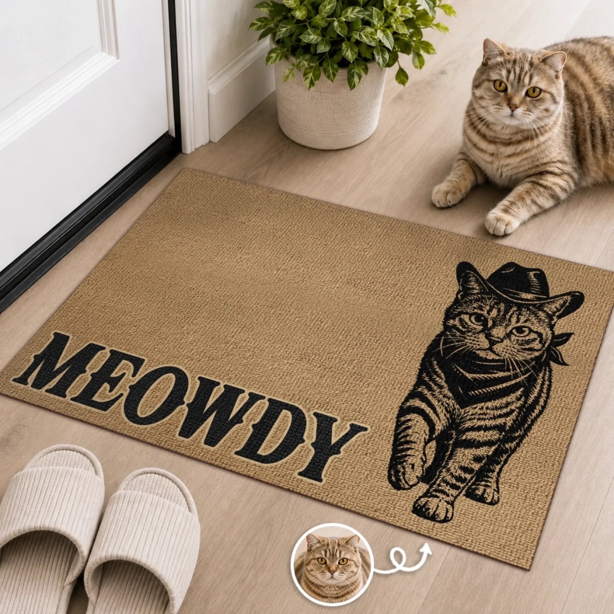 Custom Photo Home Decor Decorative Mat - Personalized Birthday Gifts For Cat Lovers, Cat Mom And Dad - Giddy Up, Kitty Up