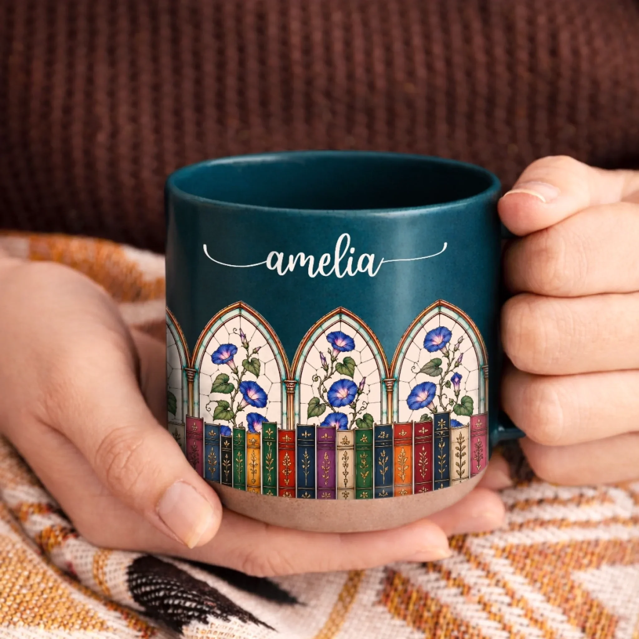 Custom Pottery Mug - Personalized Bookish Gifts For Book Lovers, Bookworms, Readers - Bloom Through Books