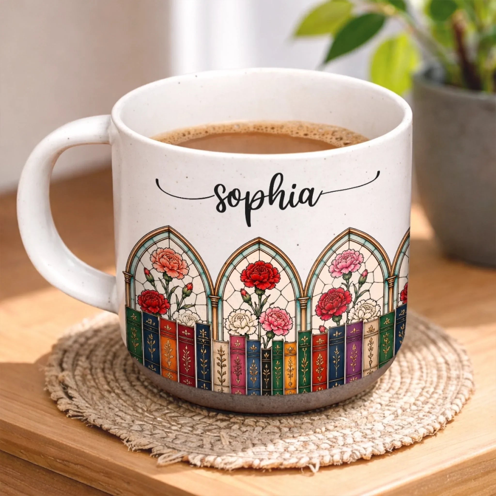 Custom Pottery Mug - Personalized Bookish Gifts For Book Lovers, Bookworms, Readers - Bloom Through Books