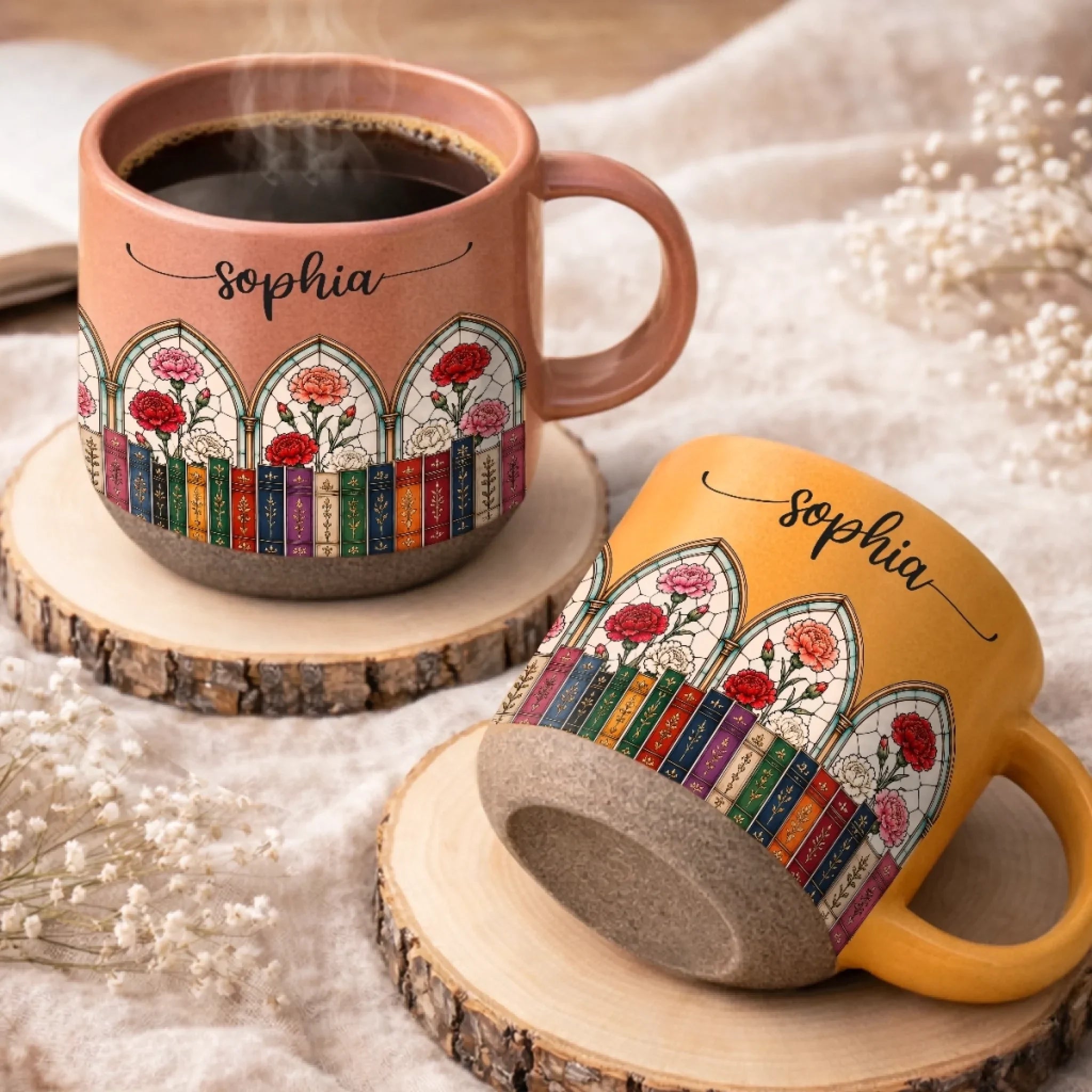 Custom Pottery Mug - Personalized Bookish Gifts For Book Lovers, Bookworms, Readers - Bloom Through Books