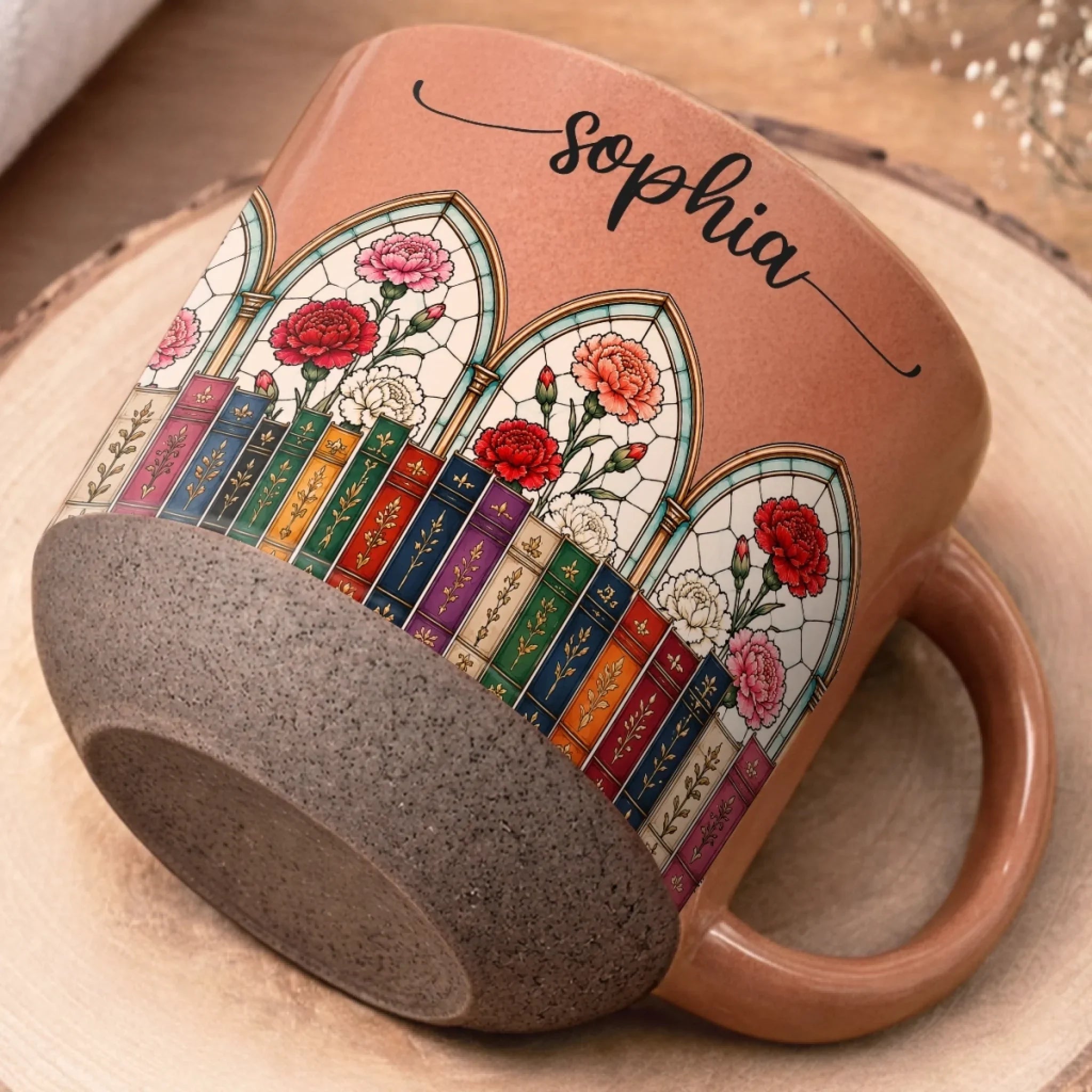 Custom Pottery Mug - Personalized Bookish Gifts For Book Lovers, Bookworms, Readers - Bloom Through Books