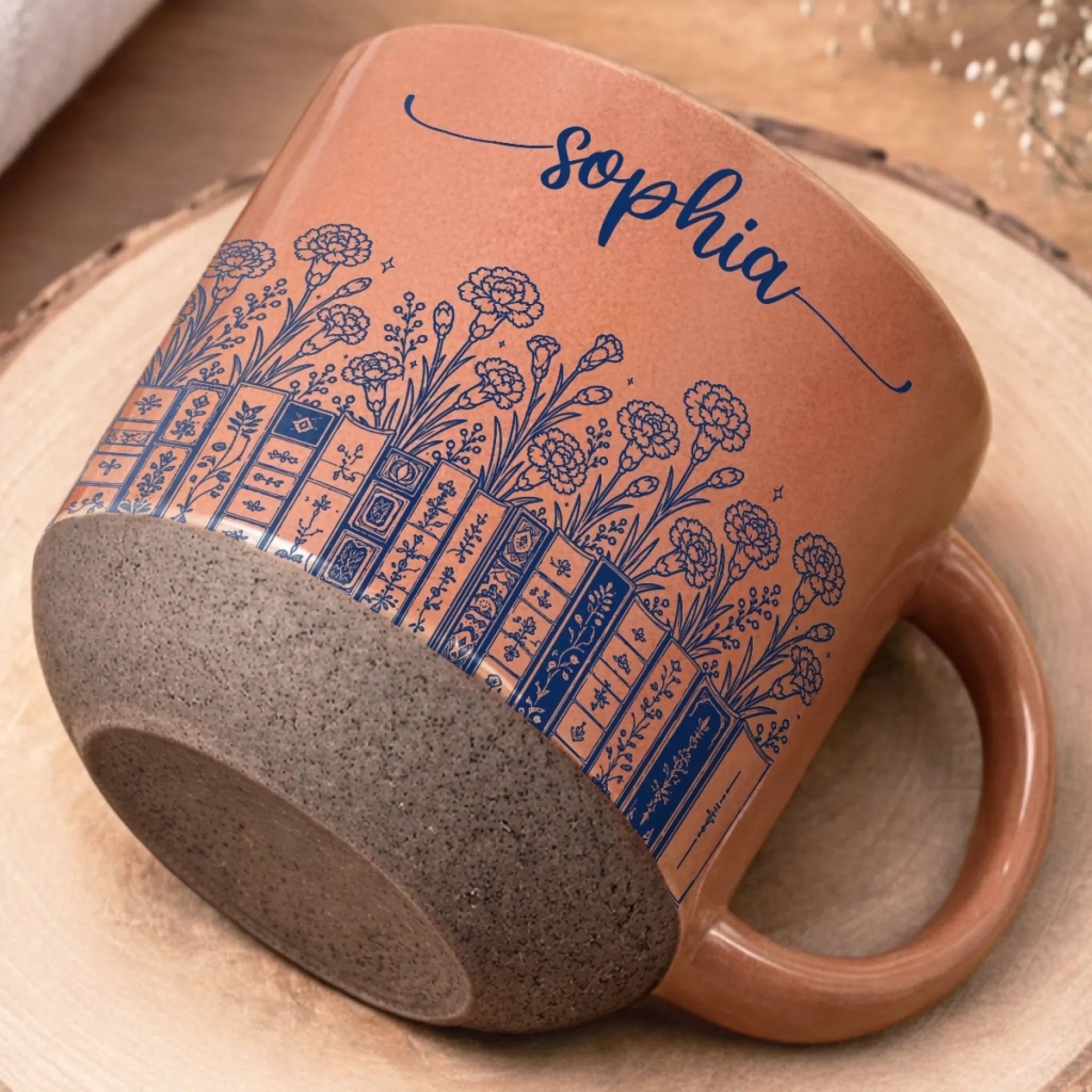 Custom Pottery Mug - Personalized Bookish Gifts For Book Lovers, Bookworms, Readers - Peace Love Books