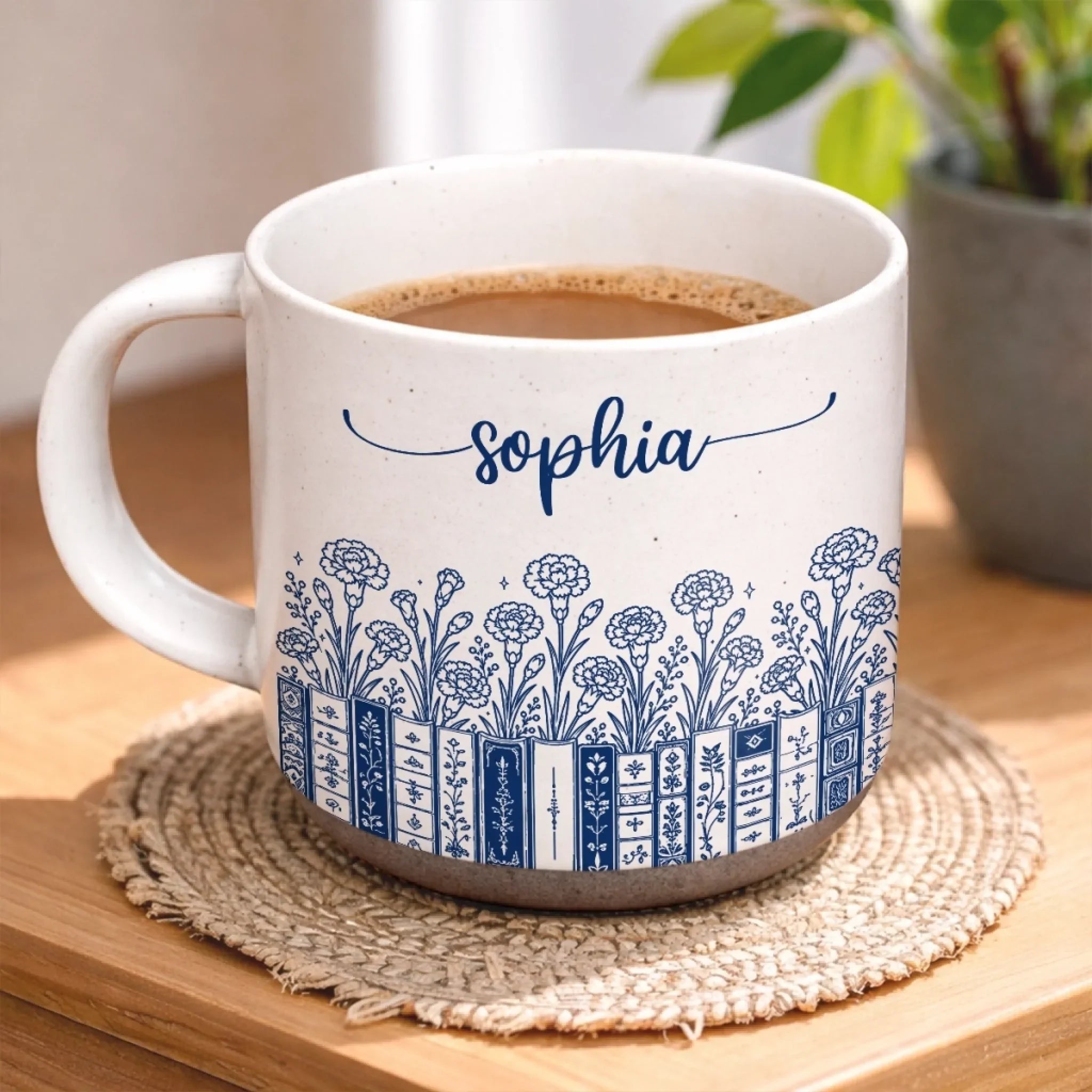 Custom Pottery Mug - Personalized Bookish Gifts For Book Lovers, Bookworms, Readers - Peace Love Books
