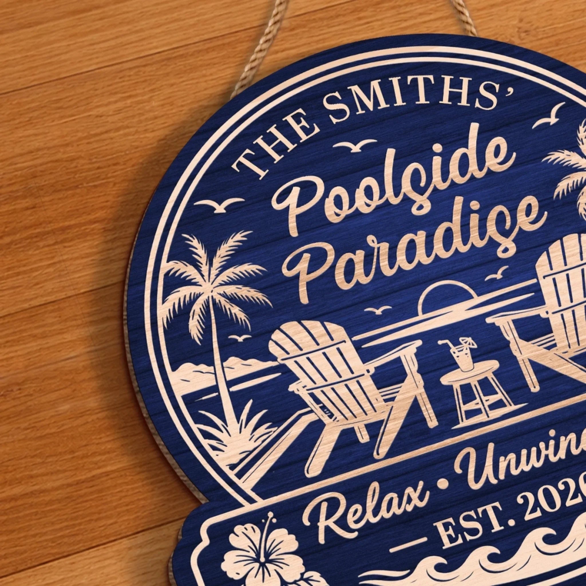 Custom Poolside Wood Sign - Personalized Summer Vacation And Travel Gifts For Mom, Dad, Brother, Sister, Kids - Making Splash Memories