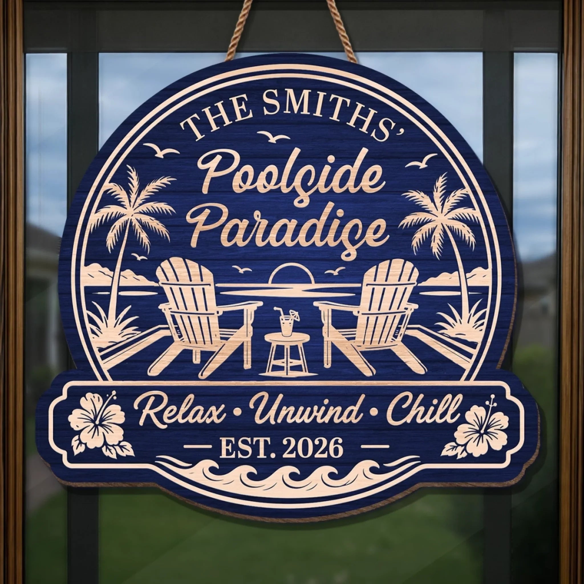 Custom Poolside Wood Sign - Personalized Summer Vacation And Travel Gifts For Mom, Dad, Brother, Sister, Kids - Making Splash Memories