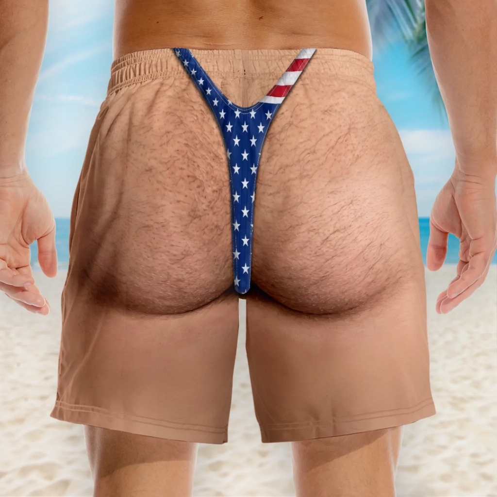 Custom Funny Patriotic Men Swim Trunks - Personalized Summer Vacation And Travel Gifts For Men - Looking Like Trouble