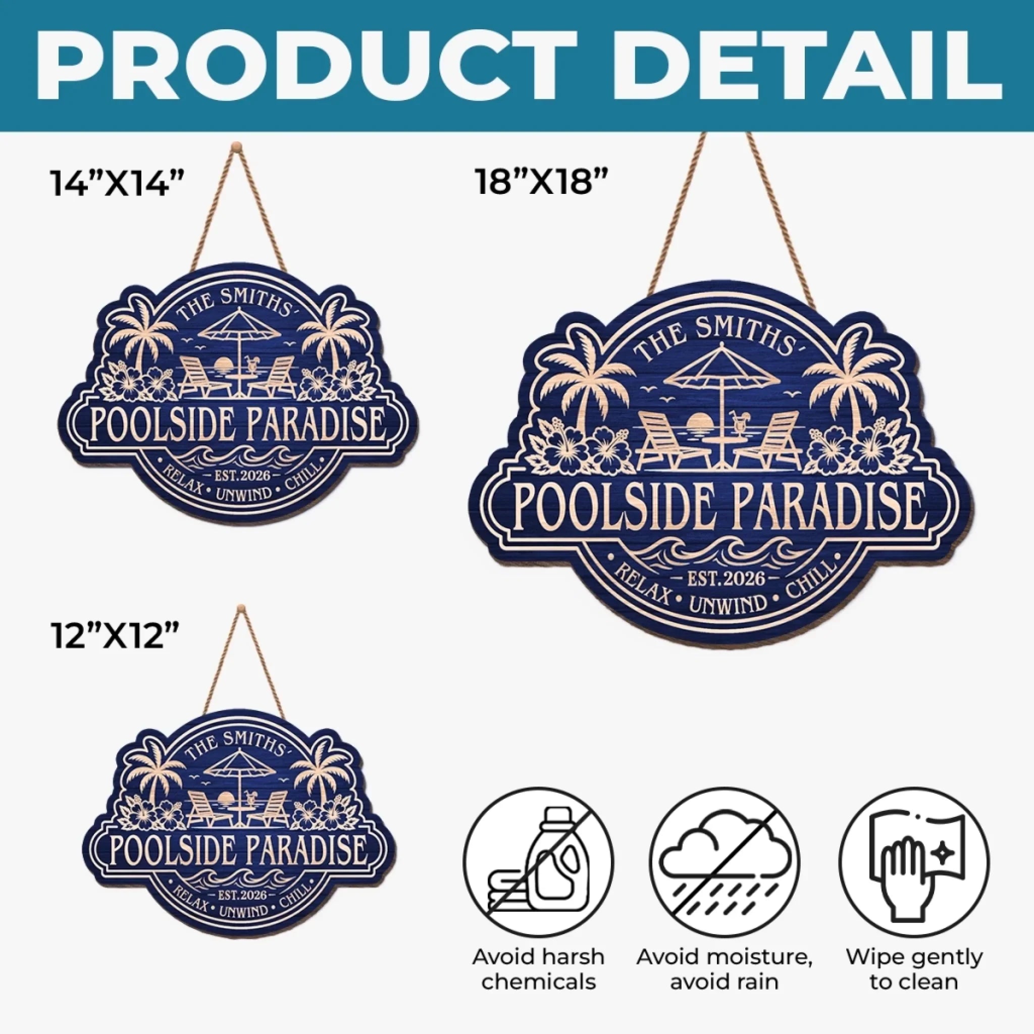Custom Poolside Wood Sign - Personalized Summer Vacation And Travel Gifts For Mom, Dad, Brother, Sister, Kids - Sun Splash Together