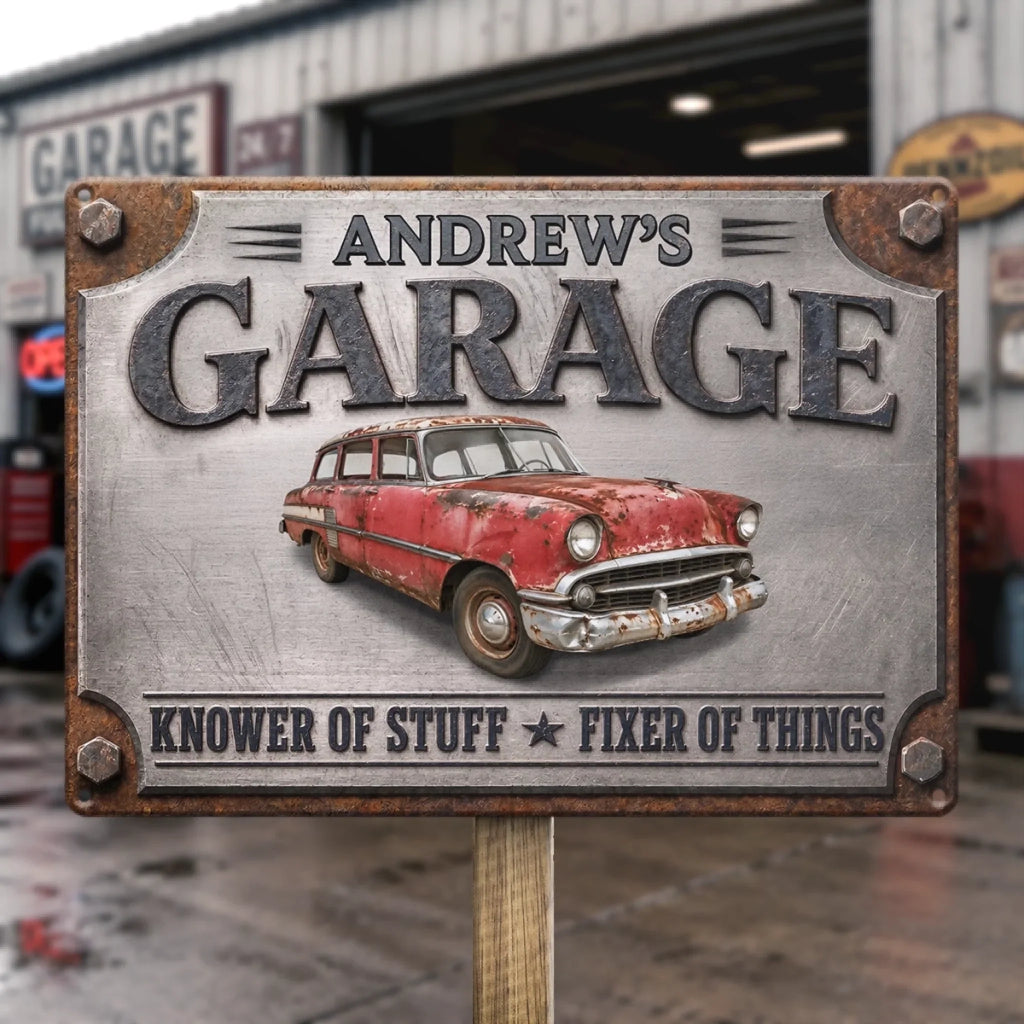 Custom Photo Home Decor Metal Sign - Personalized Birthday Gifts For Men, Man Cave, Dad, Grandpa - Built By A Master