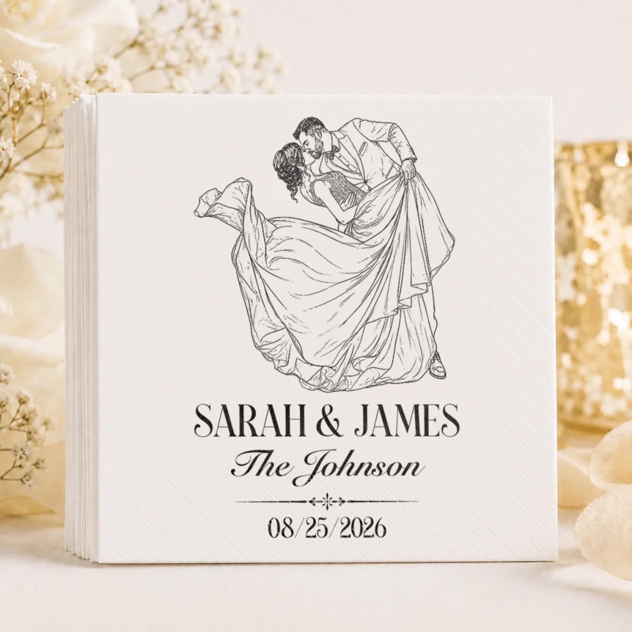 Custom Photo Cocktail Napkins - Personalized Wedding Party Favor Gifts For Guests, Adults - Toasting To Our Forever Lines