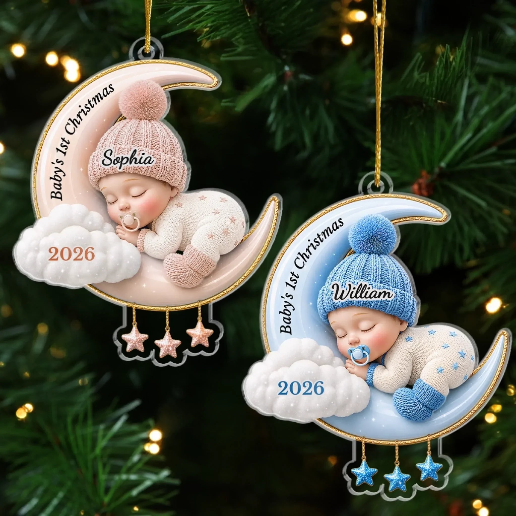 Custom Acrylic Ornament - Personalized Baby Shower, Gender Reveal Gifts For New Moms, New Dads, New Parents - Tiny Miracle Arrived
