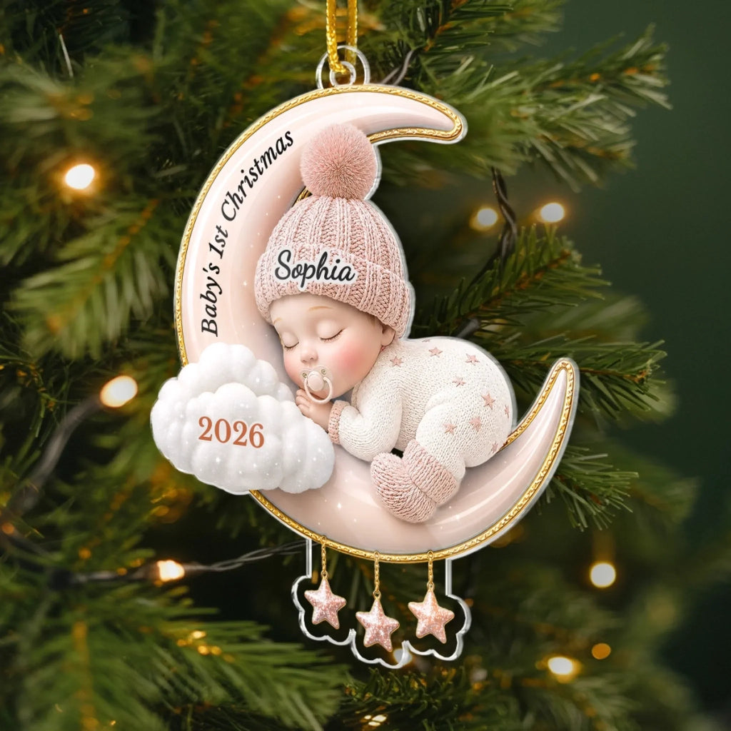 Custom Acrylic Ornament - Personalized Baby Shower, Gender Reveal Gifts For New Moms, New Dads, New Parents - Tiny Miracle Arrived