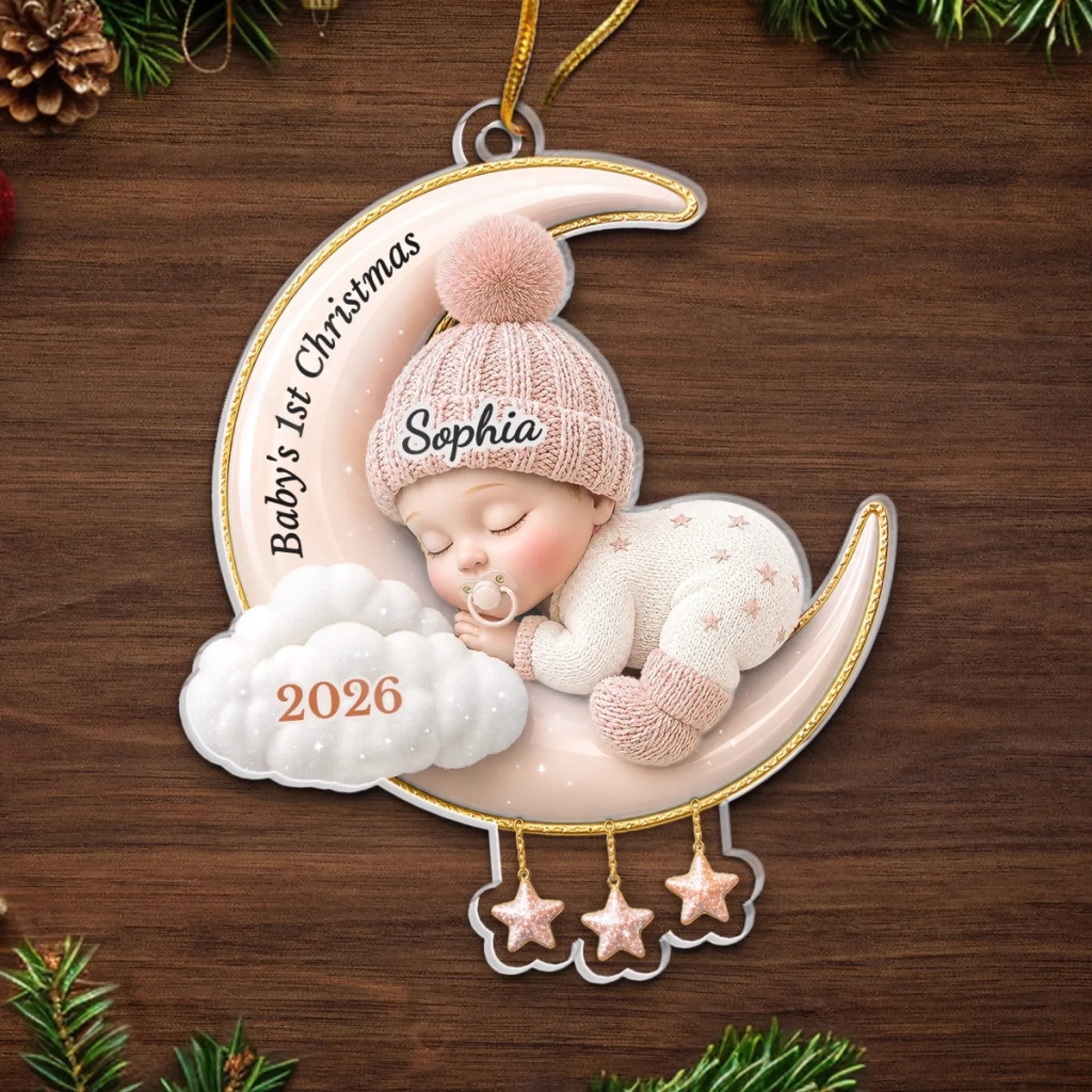 Custom Acrylic Ornament - Personalized Baby Shower, Gender Reveal Gifts For New Moms, New Dads, New Parents - Tiny Miracle Arrived